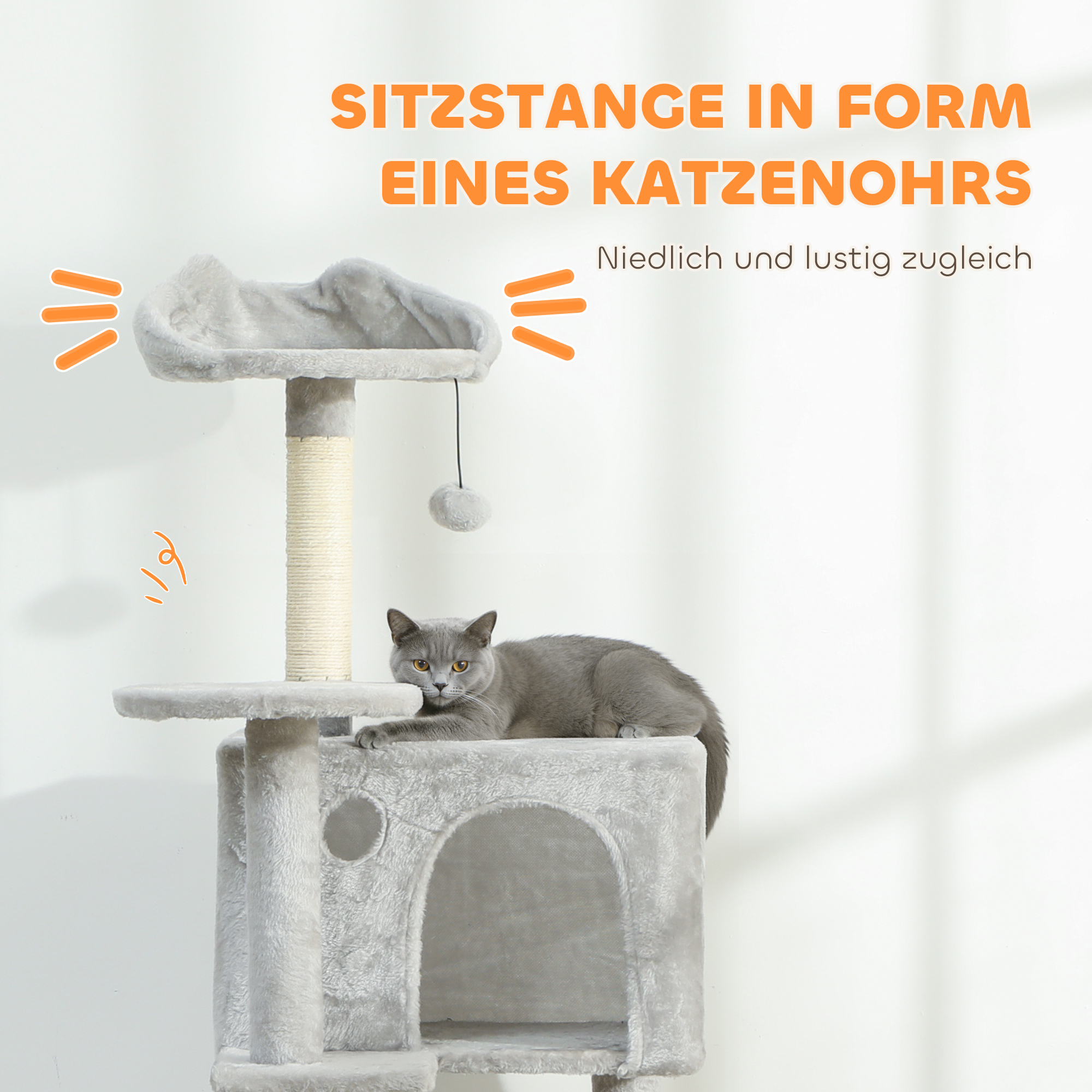 160 cm Katzenkratzbaum, mehrere Ebenen, Sisal-Kratzpfosten, Höhlen, Plüsch-Plattformen, Hängematte, Leiter, Spielbälle