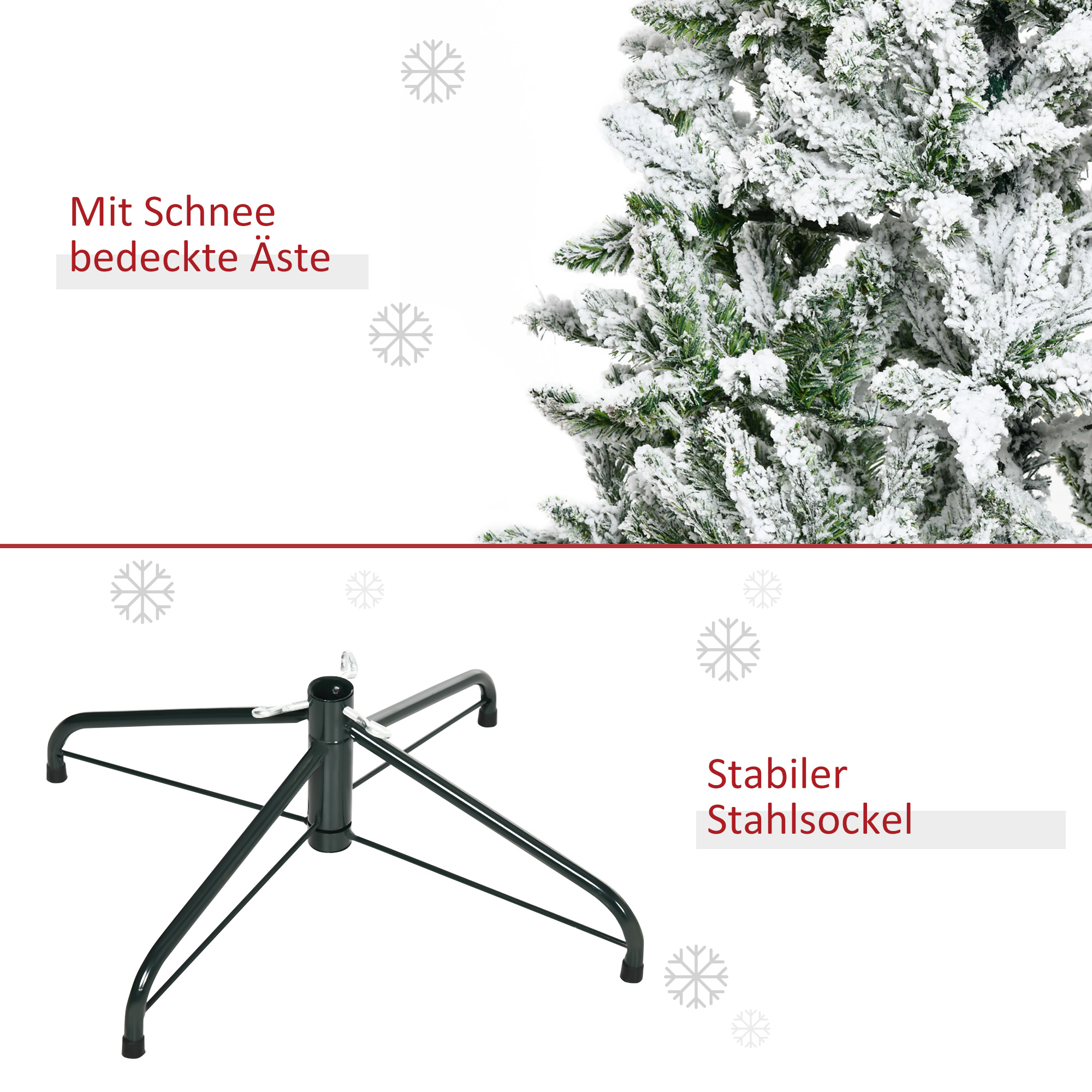 Weihnachtsbaum, Schnee-Effekt, flammenhemmend, Scharnierkonstruktion, Grün/Weiß
