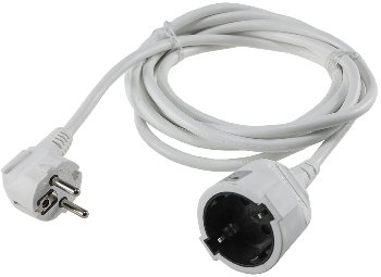 Schutzkontakt-Verlängerung, 3m, weiß, H05VV-F3G 1,5mm² 16A/250V