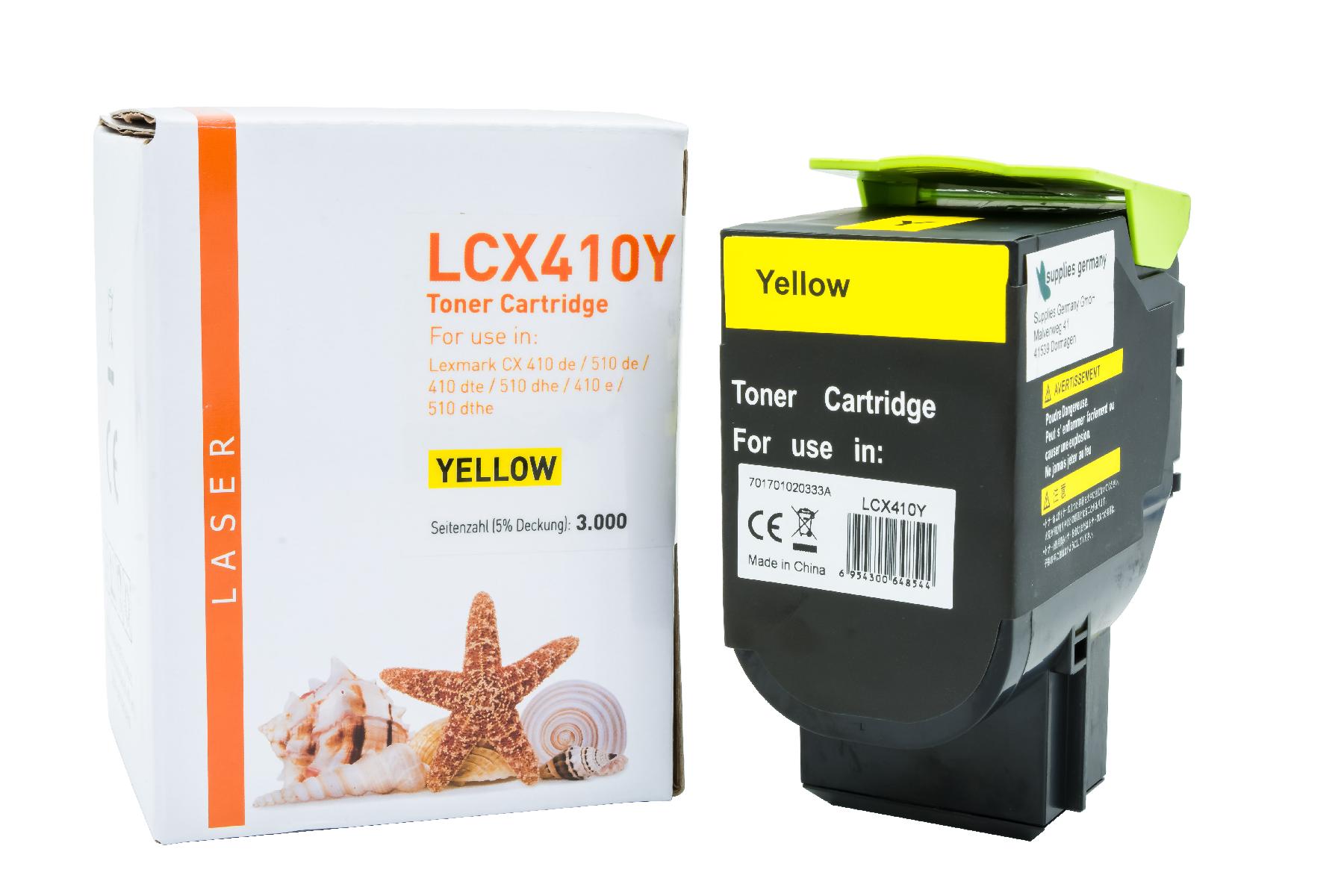 CX410Y alternativ Toner yellow für Lexmark / 80C2HY0 / 3.000 Seiten