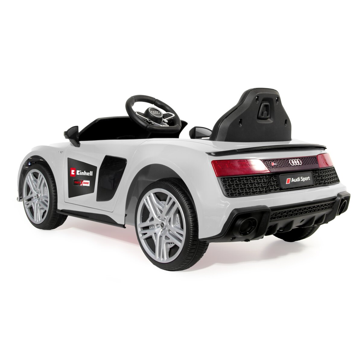 Kinderfahrzeug Audi R8 Spyder 18V weiß Einhell Power X-Change inkl. Starter Set