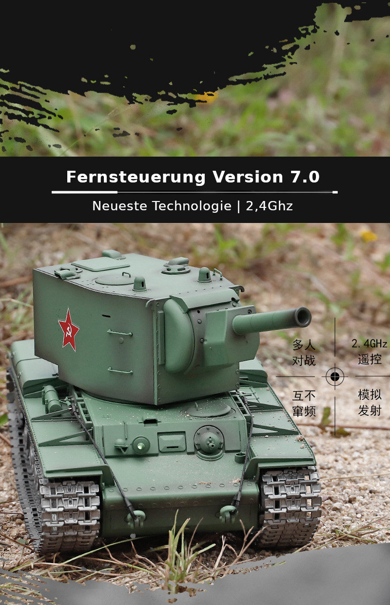 RC Panzer "KV-2" - Metallgetreibe & Metallketten PRO RRZ