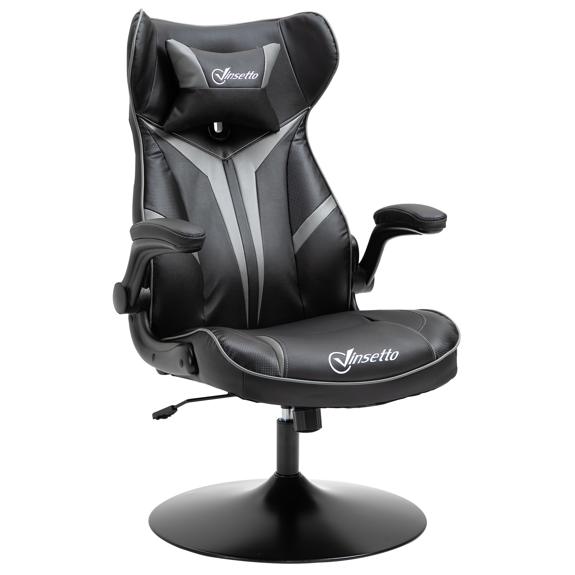 Gaming Stuhl ergonomischer Computerstuhl mit Wippfunktion Drehstuhl höhenverstellbar Stahl Schwarz+Grau 67 x 70 x 106-112 cm