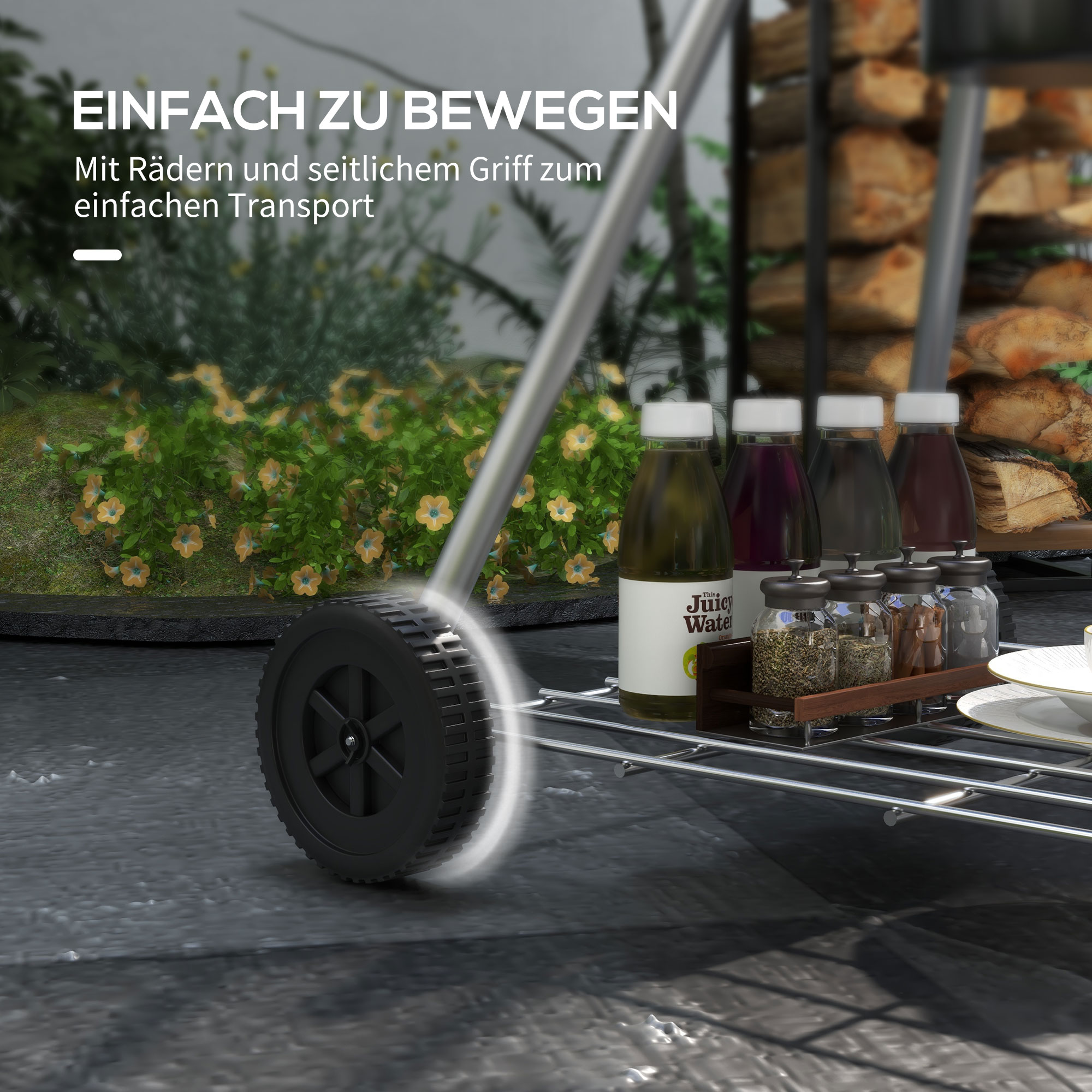 Kugelgrill, Ø54 cm Grillrost, Warmhalterost, Ablage, Aschefach, Thermometer, 55 x 65 x 89 cm, Schwarz