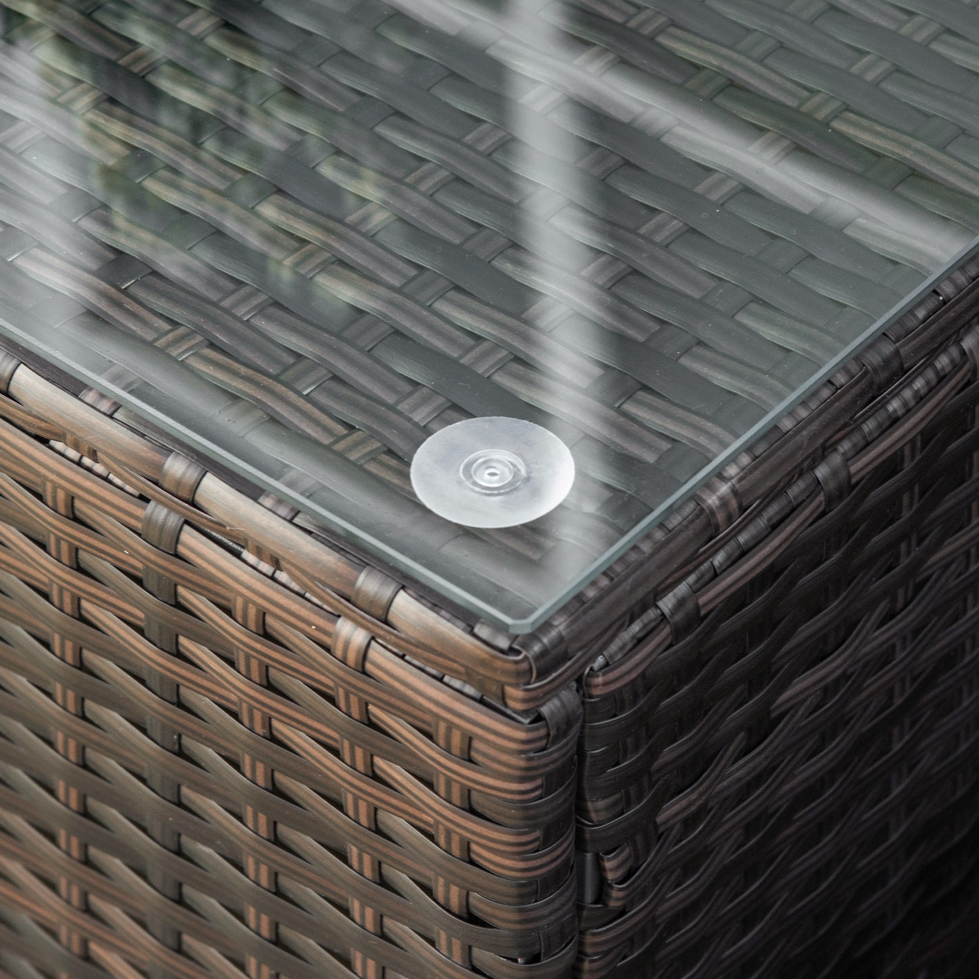 Garten Beistelltisch Couchtisch Gartentisch Balkontisch Polyrattan Braun 85 x 50 x 39 cm