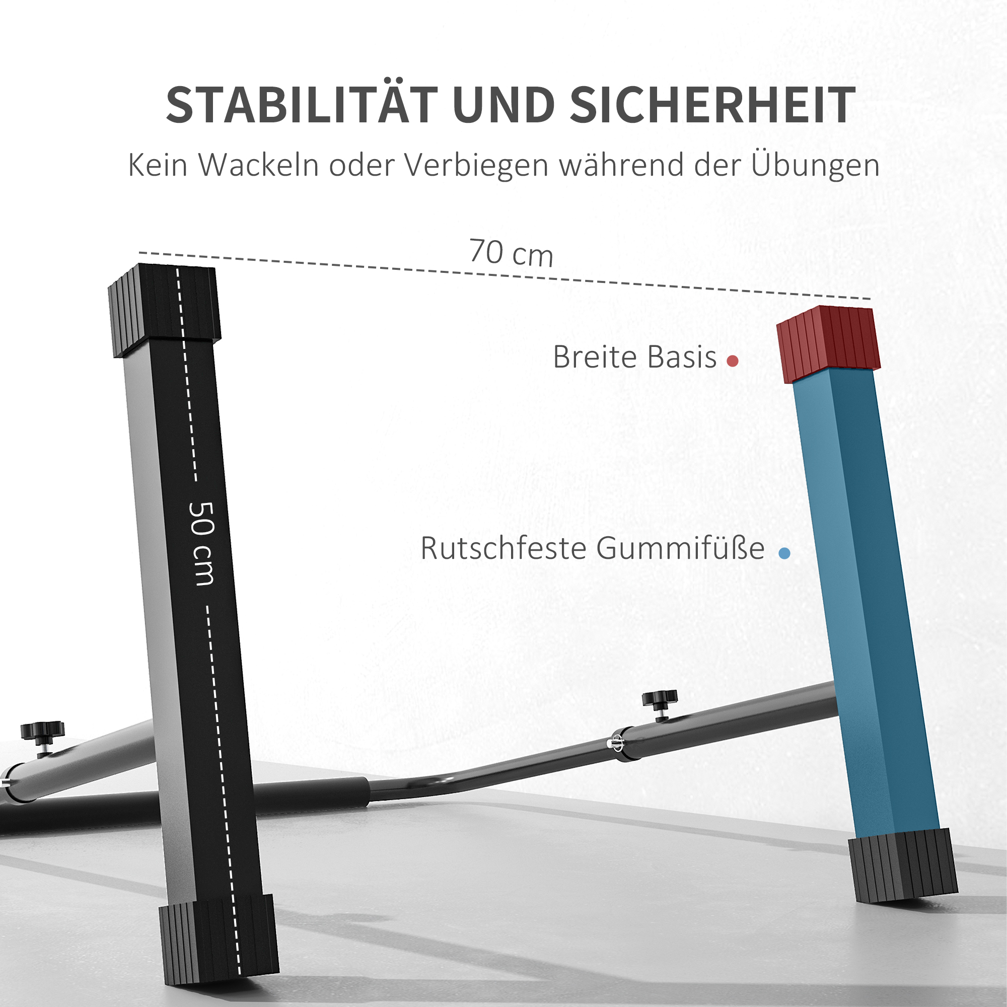 Dip-Station, höhenverstellbar 80-105 cm, leicht, rutschfest, bis 120 kg, Stahl, Schwarz