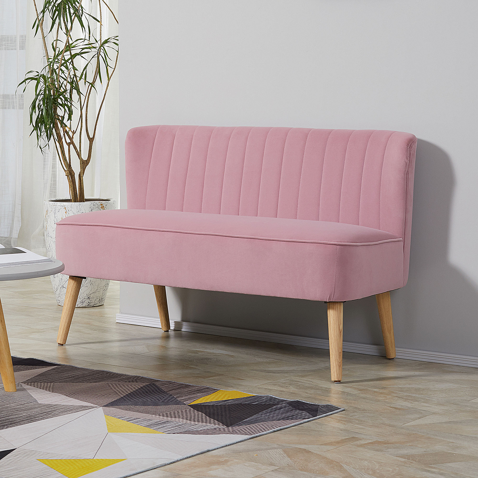 Sofa 2-Sitzer Stoffsofa Couch Polstersofa Loungesofa breit Rosa