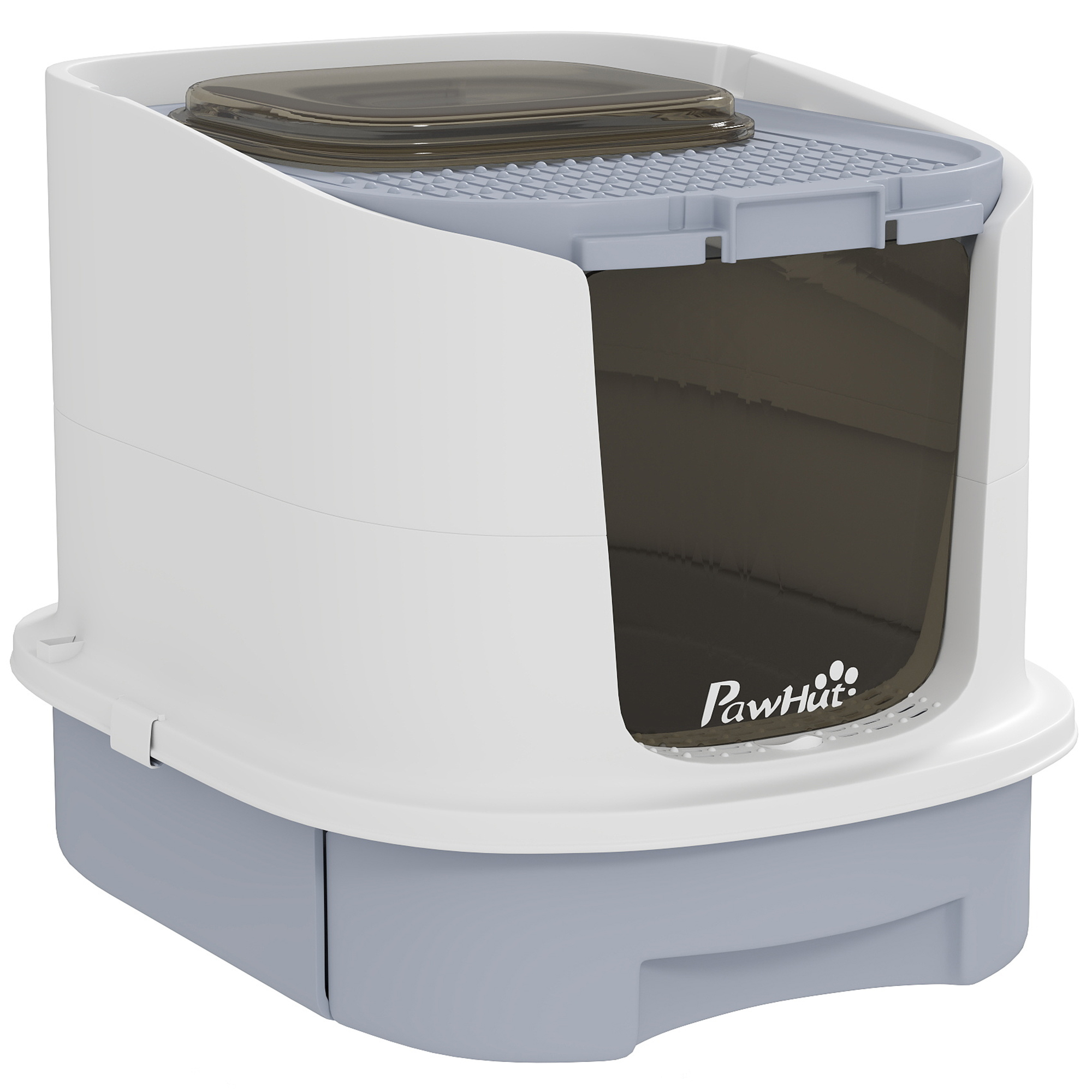 Katzenklo mit Deckel Obenliegender Eingang Schaufel ausziehbares Tablett für Katzen bis 4,5 kg, 40,5x52,5x42,5 cm Grau