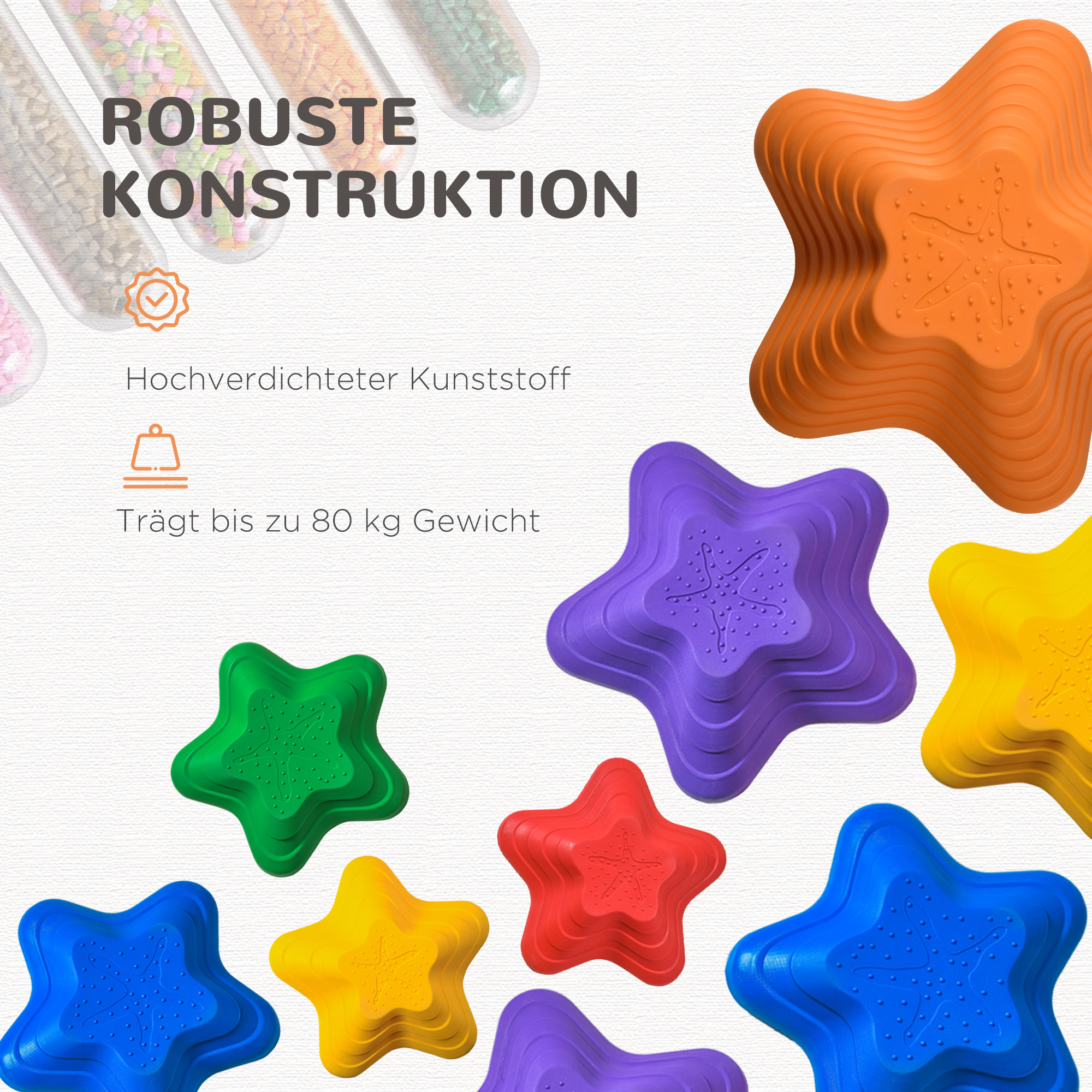 Trittsteine für Kinder, stapelbar, rutschfest, 3 Größen, bis 80 kg, In-/Outdoor