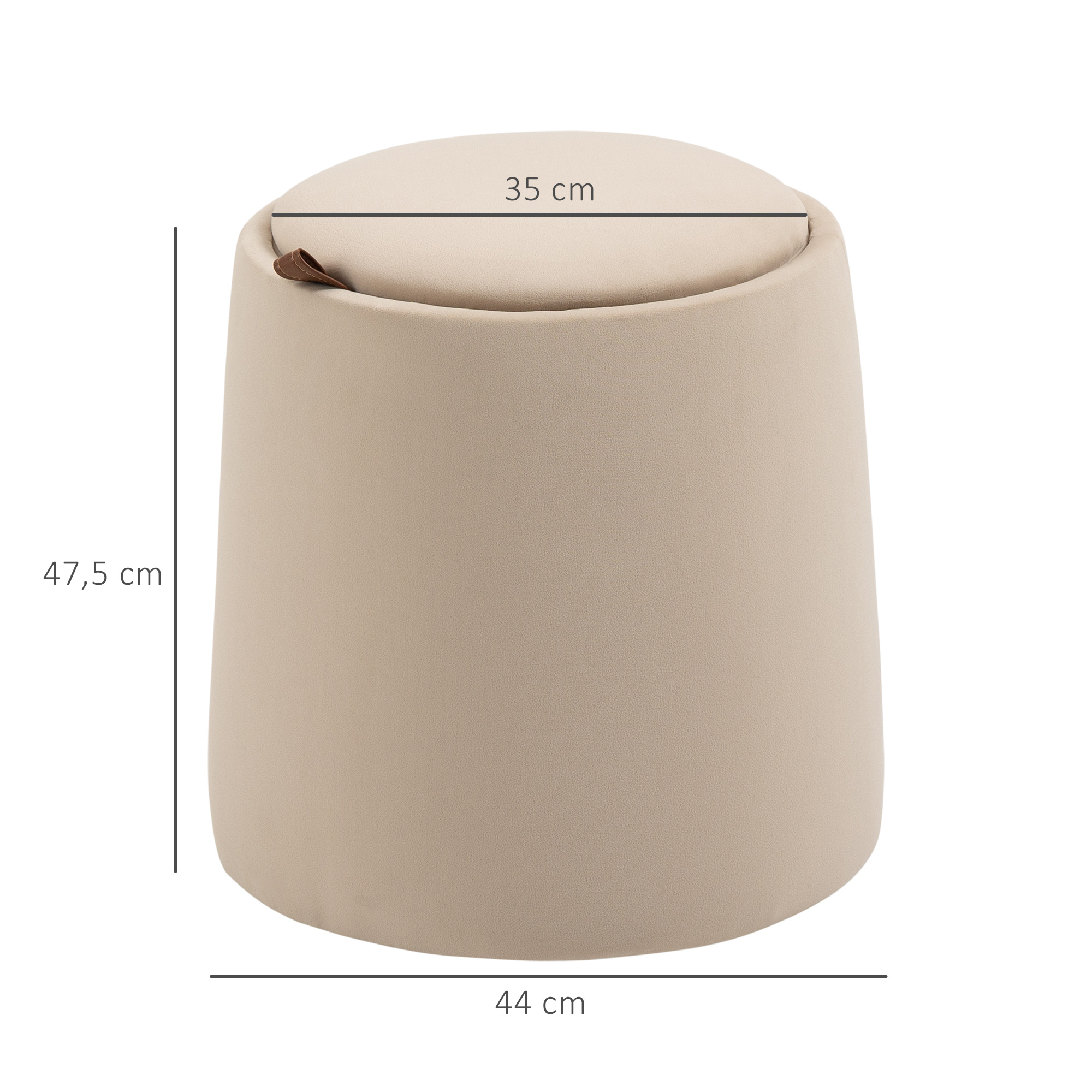 2-in-1 Hocker in Samtoptik inklusive Stauraum und abnehmbaren Deckel ?44 cm x 47,5 cm Beige