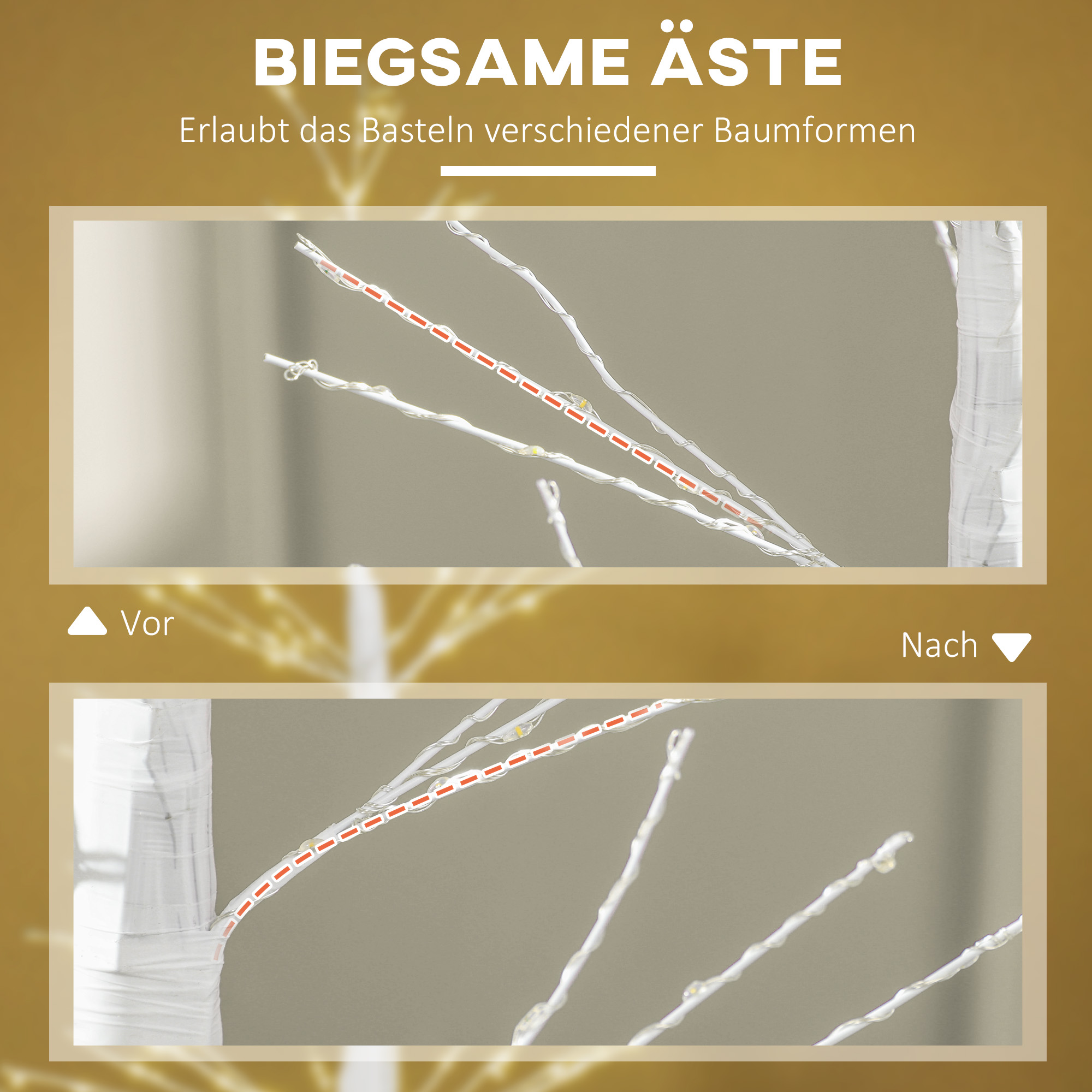 Kunsttanne mit LED-Beleuchtung, 180 cm hoher Weihnachtsbaum, realistische Rinde, Weiß