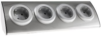 4-fach Steckdosenblock Edelstahl, 90° für Eck- &  Aufbaumontage