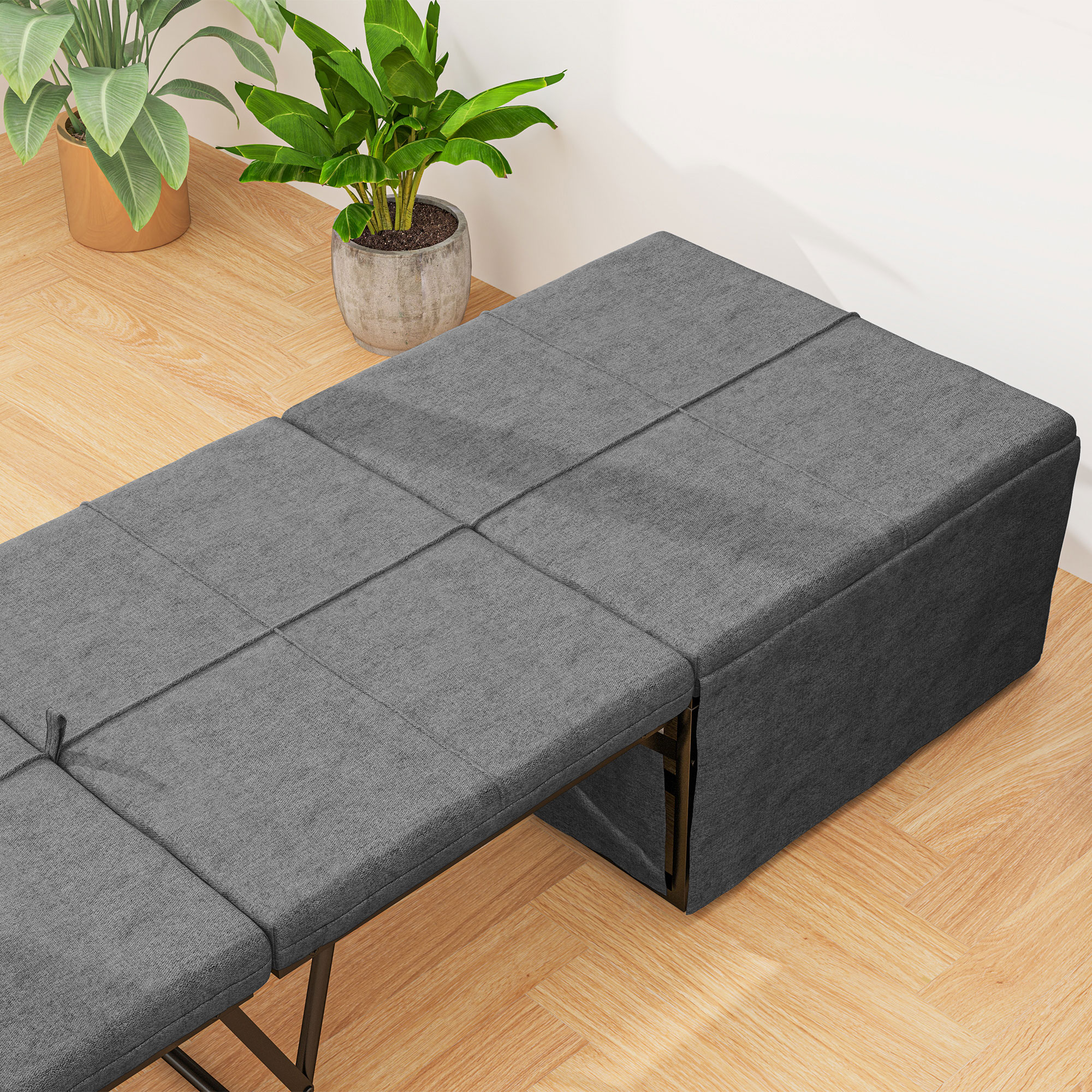 Klappbett, mit Matratze und Schutzabdeckung, 190 x 69 x 38,5 cm, Grau