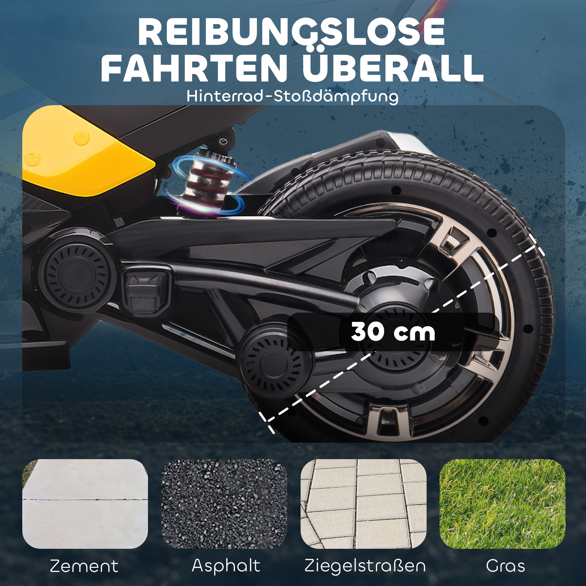 Elektrisches Kinderfahrzeug, Reverse-Dreirad-Design, Batteriebetrieb, MP3-Player, Hupe, 2 Geschwindigkeiten, LED-Lichter, 3-8 Jahre, Gelb