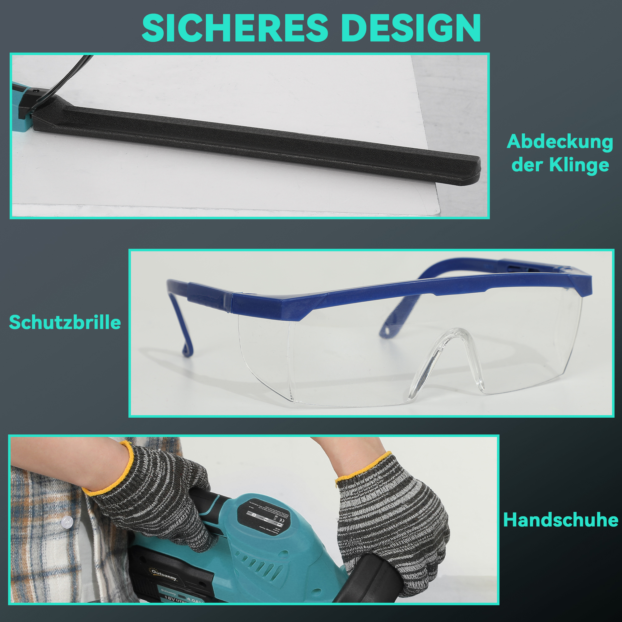 Elektro Heckenschere Akku Elektrischer Heckenschneider mit 51cm Schnittlänge Motor, Akku Blau