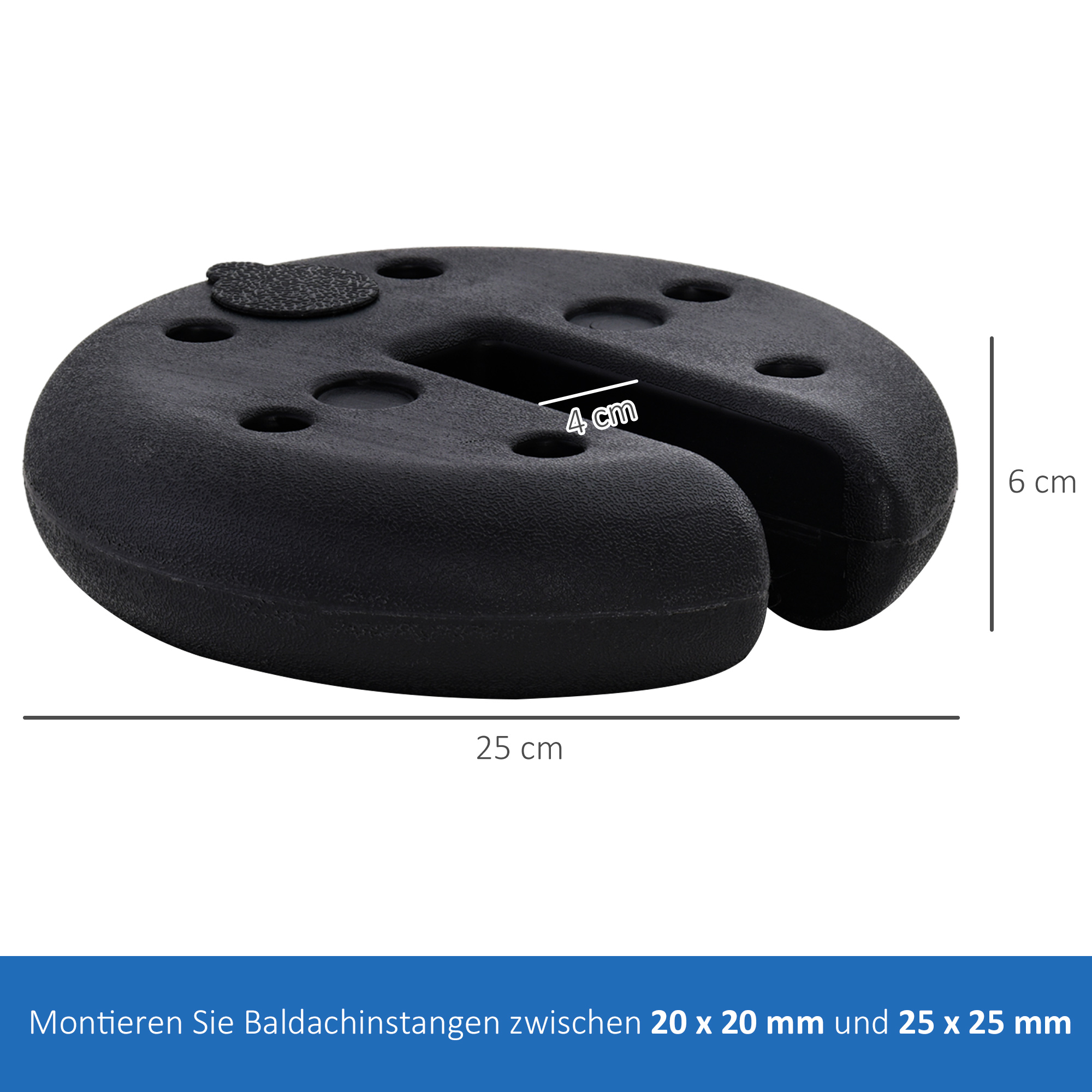 Pavillon Standfuß 4 Stk, Gewicht Partyzelt Pavillongewicht befüllbar bis 5 kg Gewichte für Pavillon Beschwerer für Pavillons Ø25 x 6 cm Schwarz