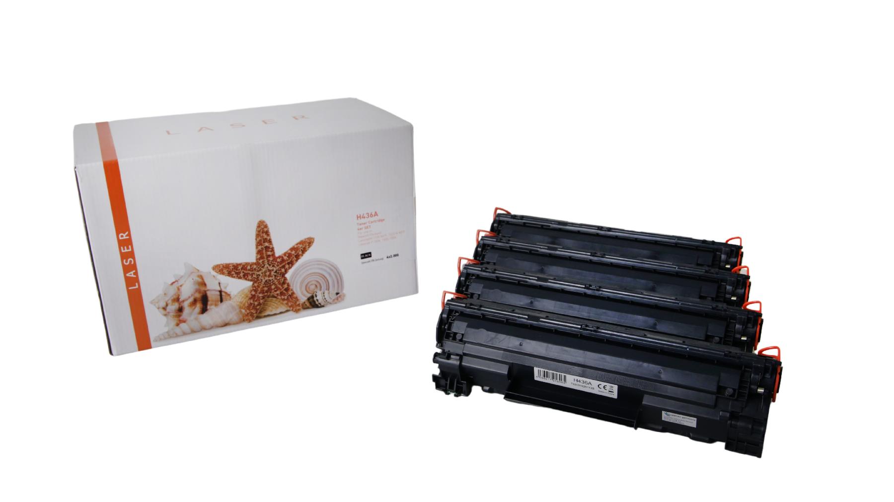 4er Set  CB436A alternativ Toner schwarz für HP / CB436A / 4x2.000 Seiten