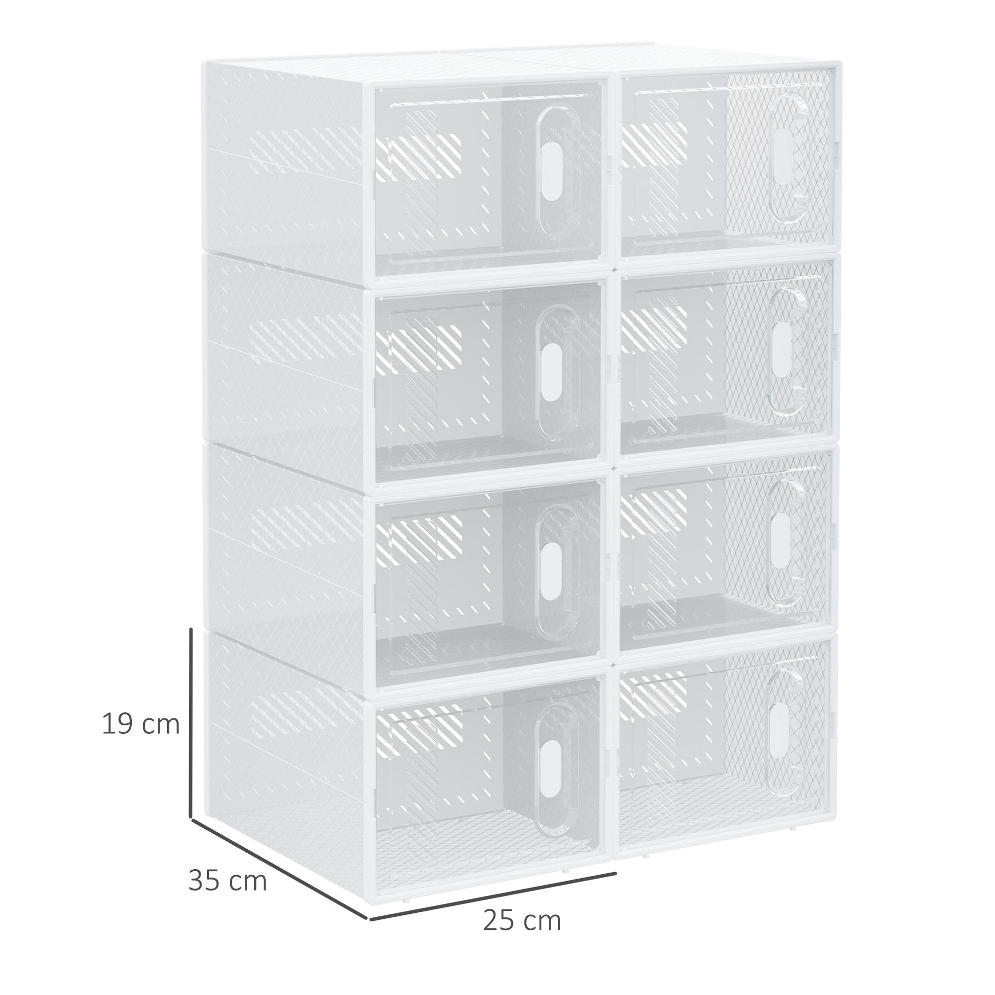 Modulares Regalsystem mit 8 Fächern, Steckregal, 25 cm x 35 cm x 19 cm, Transparent