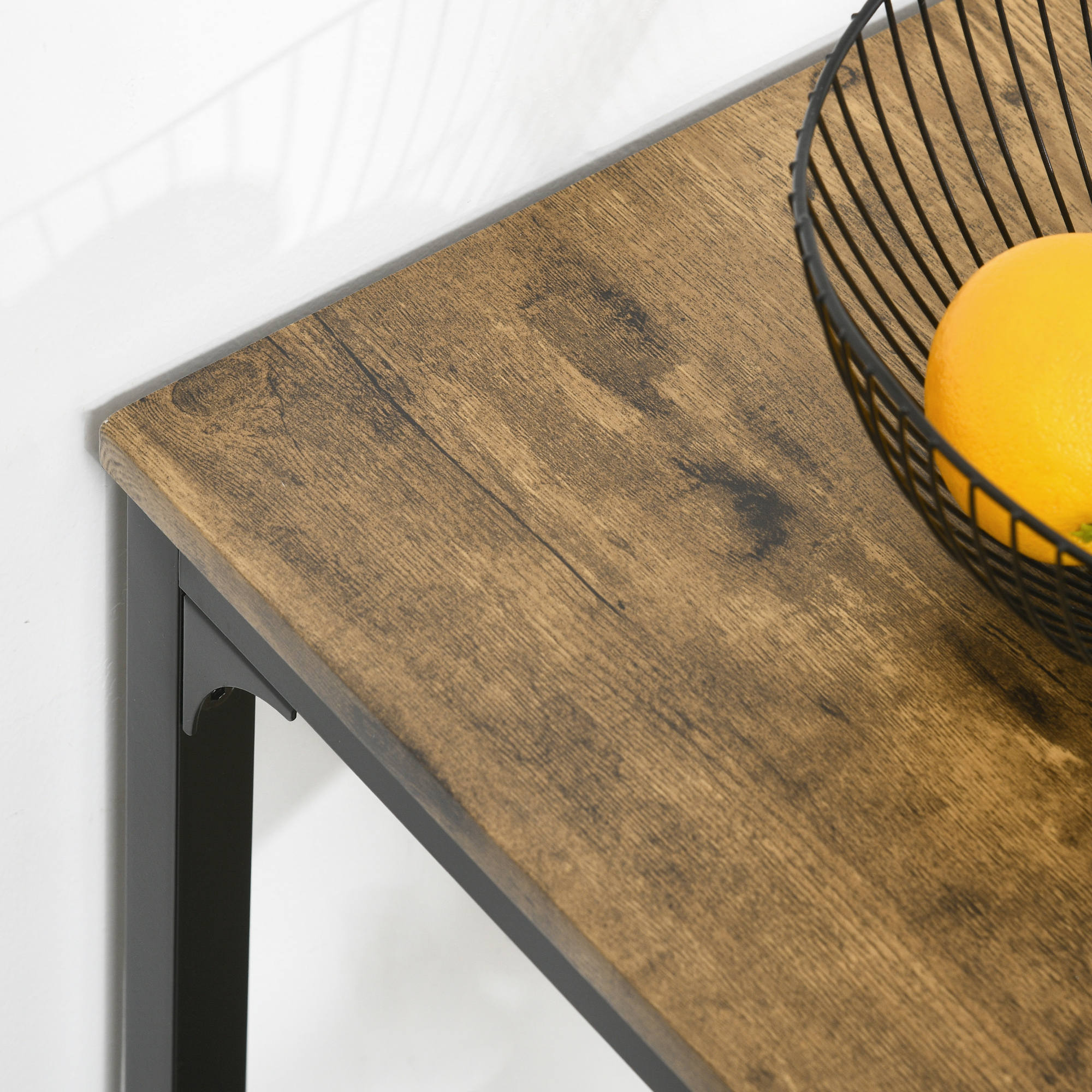 3-teiliges Bar-Set, Stehtisch, 2 Stühle, MDF, Metallrahmen, wasserfest, Braun