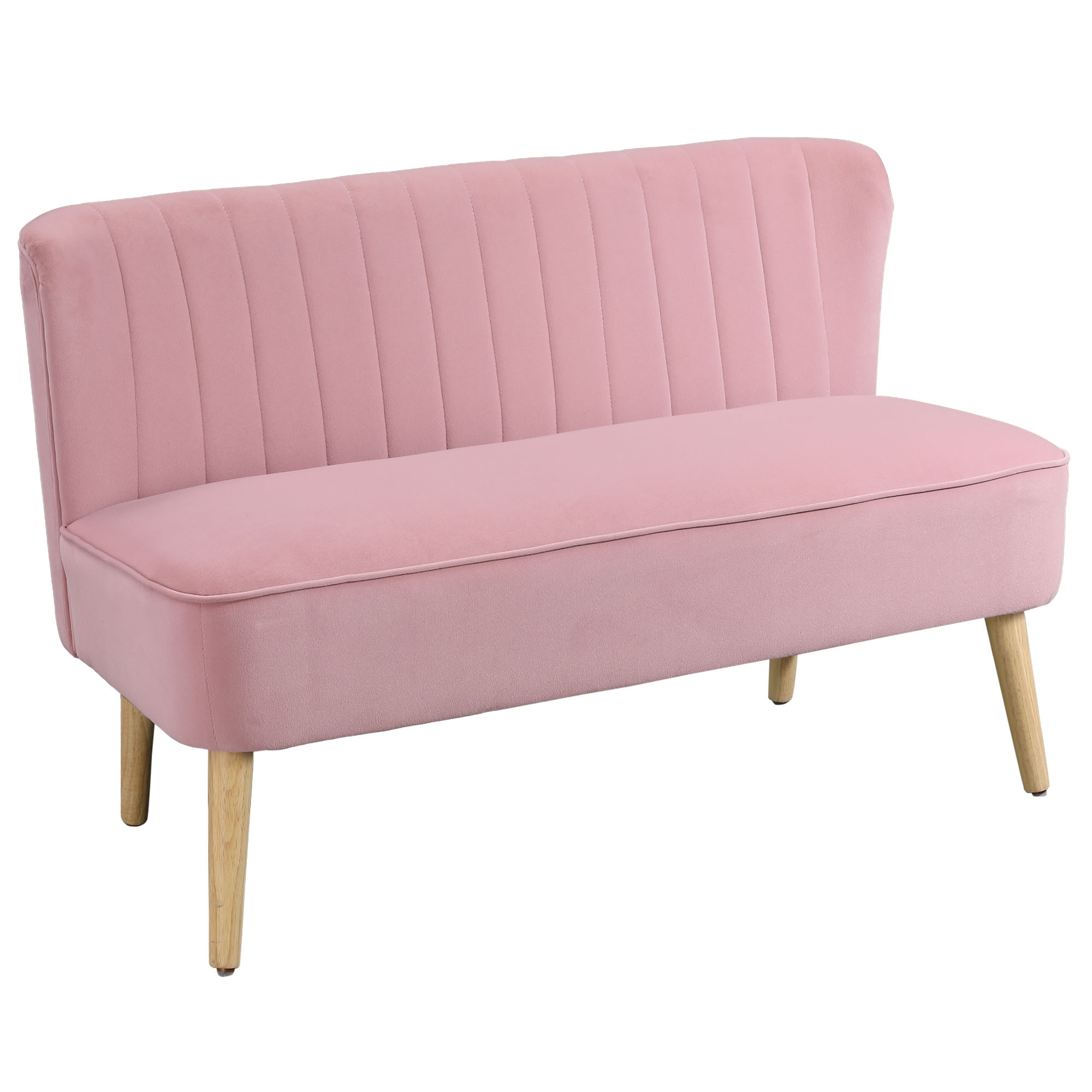 2-Sitzer Stoffsofa Polstersofa Doppelsofa Sitzmöbel Loungesofa Holz Samtartiges Polyster Schaumstoff Rosa 117 x 56,5 x 77 cm