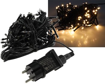 LED Aussen-Lichterkette "CT-ALK100" 10m, warmweiß, Kabel schwarz, IP44, 100 LEDs LED Aussen-Lichterkette "CT-ALK100" 10m, warmweiß, Kabel schwarz, IP44, 100 LEDs