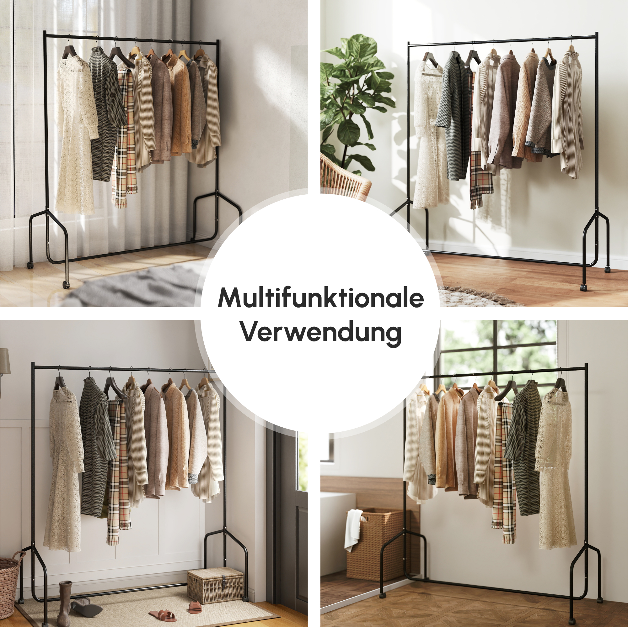 Kleiderständer Kleiderwagen Wäscheständer Rollgarderobe Garderobenständer (150 x 60 x 170 cm)