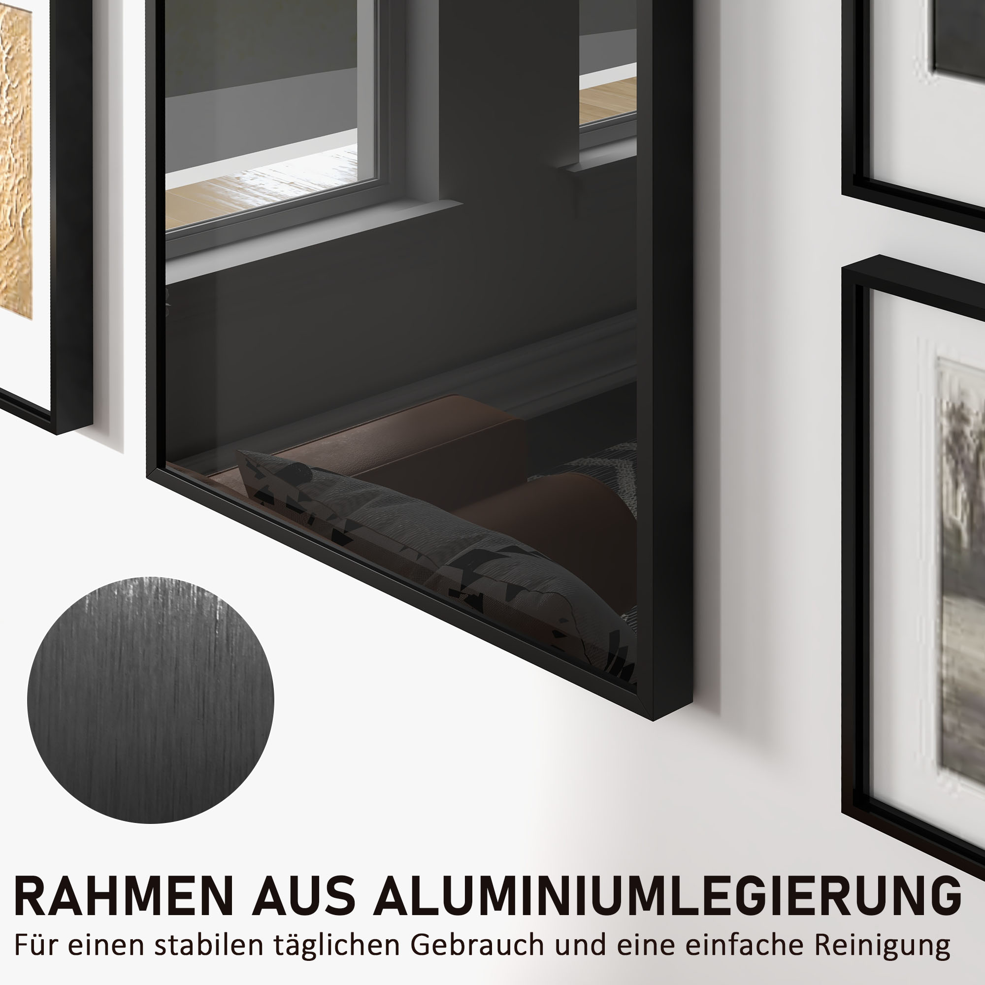 Trikot-Display, Kleiderbügel, Aluminiumrahmen, UV-beständige Acrylfront, Schwarz