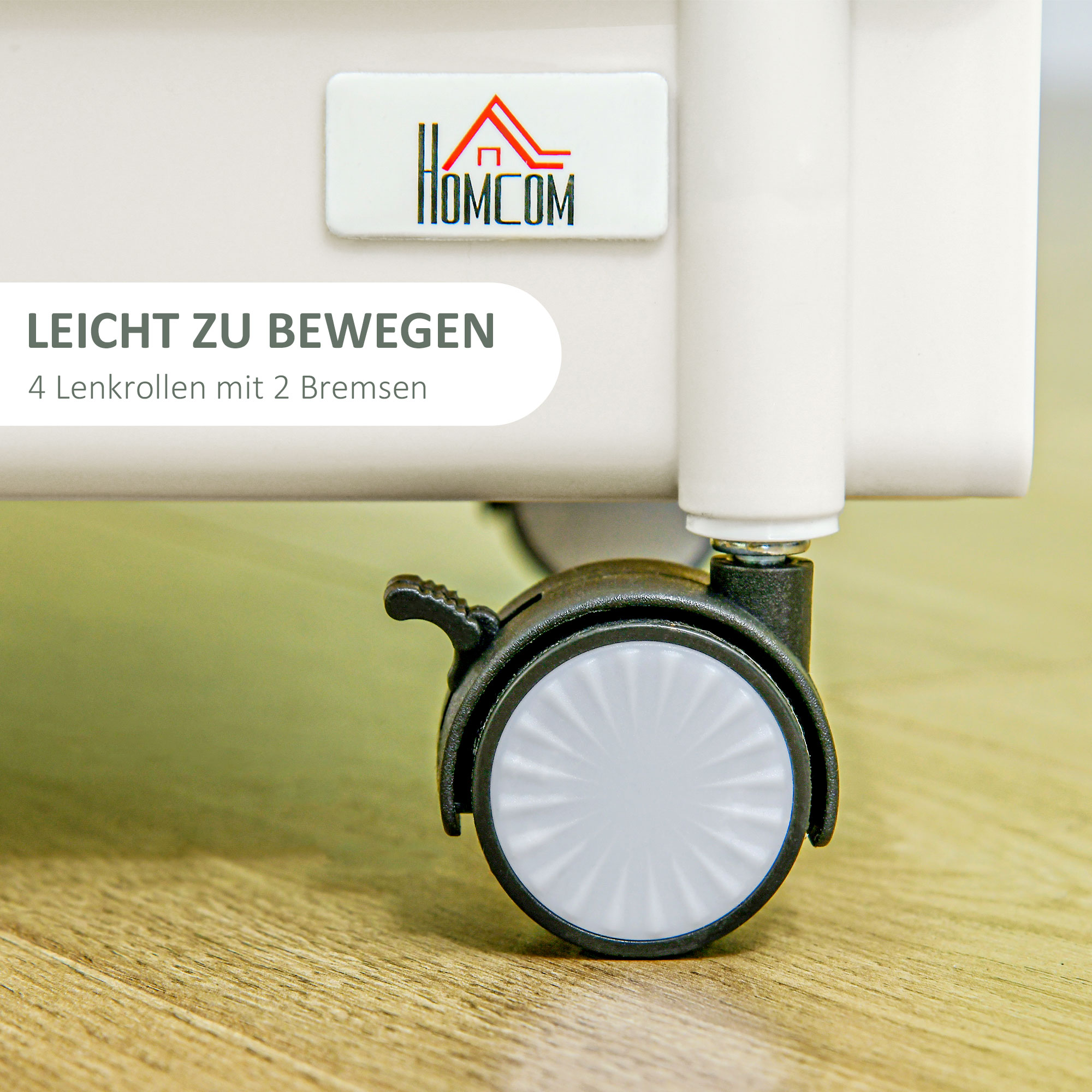 Rollwagen, 3 Etagen, Hängekorb, Schiebegriff, 4 Rollen, Metallrahmen, Weiß, 50 x 29,4 x 77cm