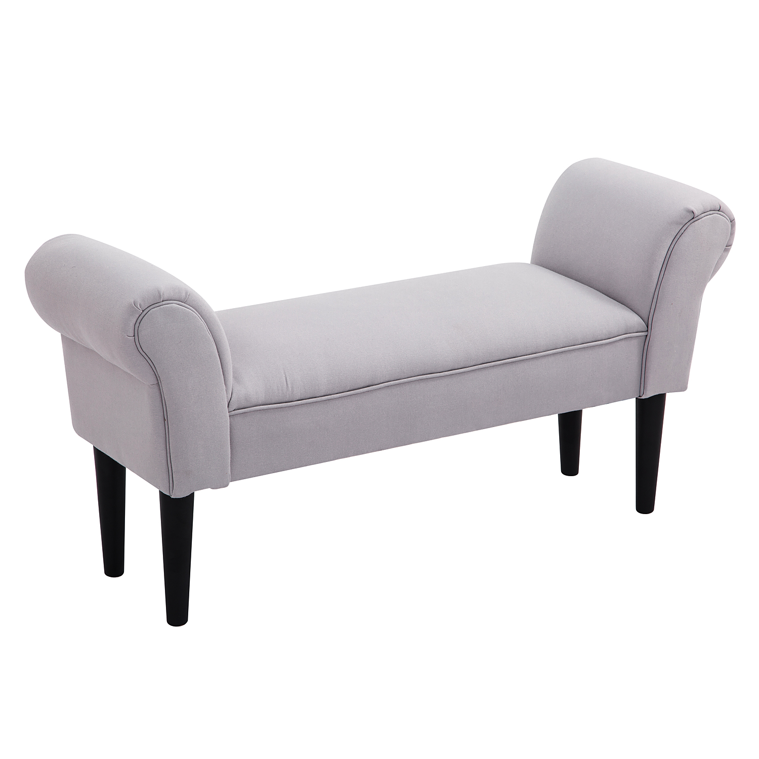 Bettbank, Polsterbank, Sitzbank, Flurbank für Schlafzimmer, bis 130 kg Belastbar, Segelstoff, Grau, 102 x 36 x 51 cm