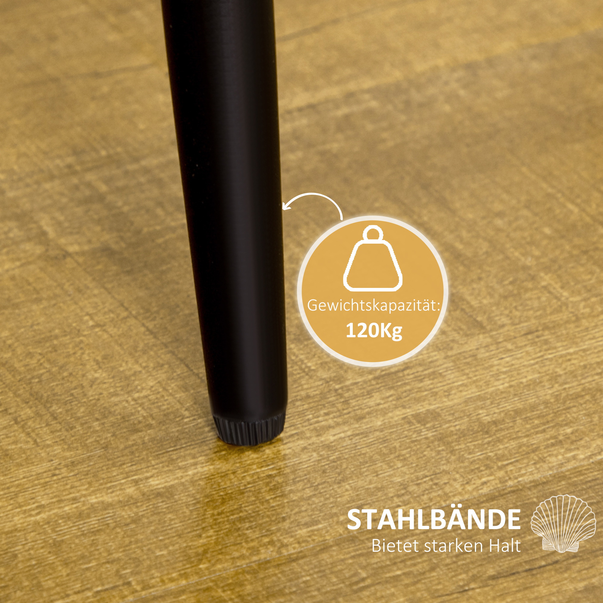 2er-Set Esszimmerstühle im Skandi-Design, Küchenstühle, Samptoptik, Creme + Schwarz