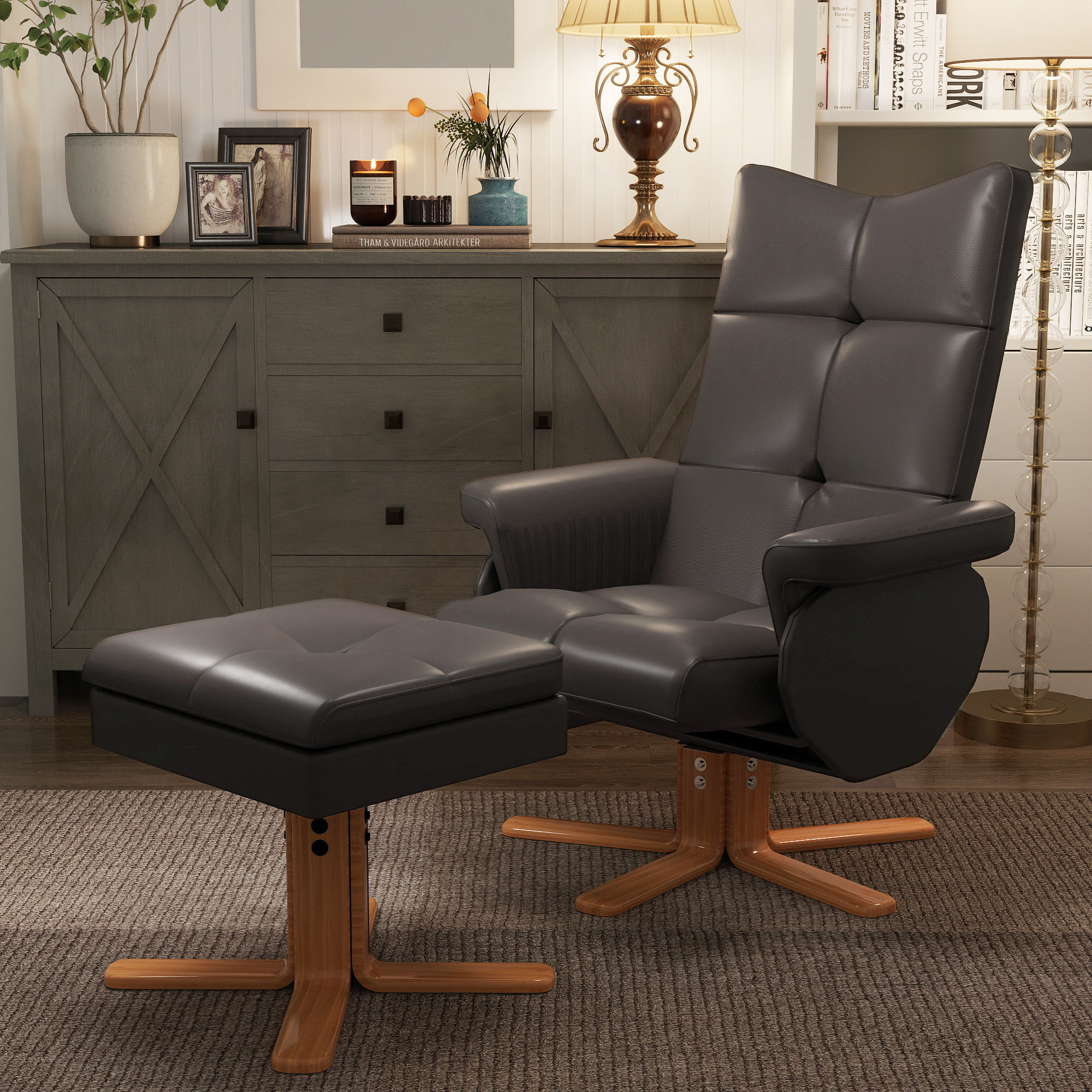 Relaxsessel mit Liegefunktion Massagesessel mit Fußhocker Fernsehsessel TV Sessel 145°-Neigung Liegesessel Ergonomischer Stuhl mit 10 Vibrationpunkte Kunstleder Braun 80 x 86 x 99 cm