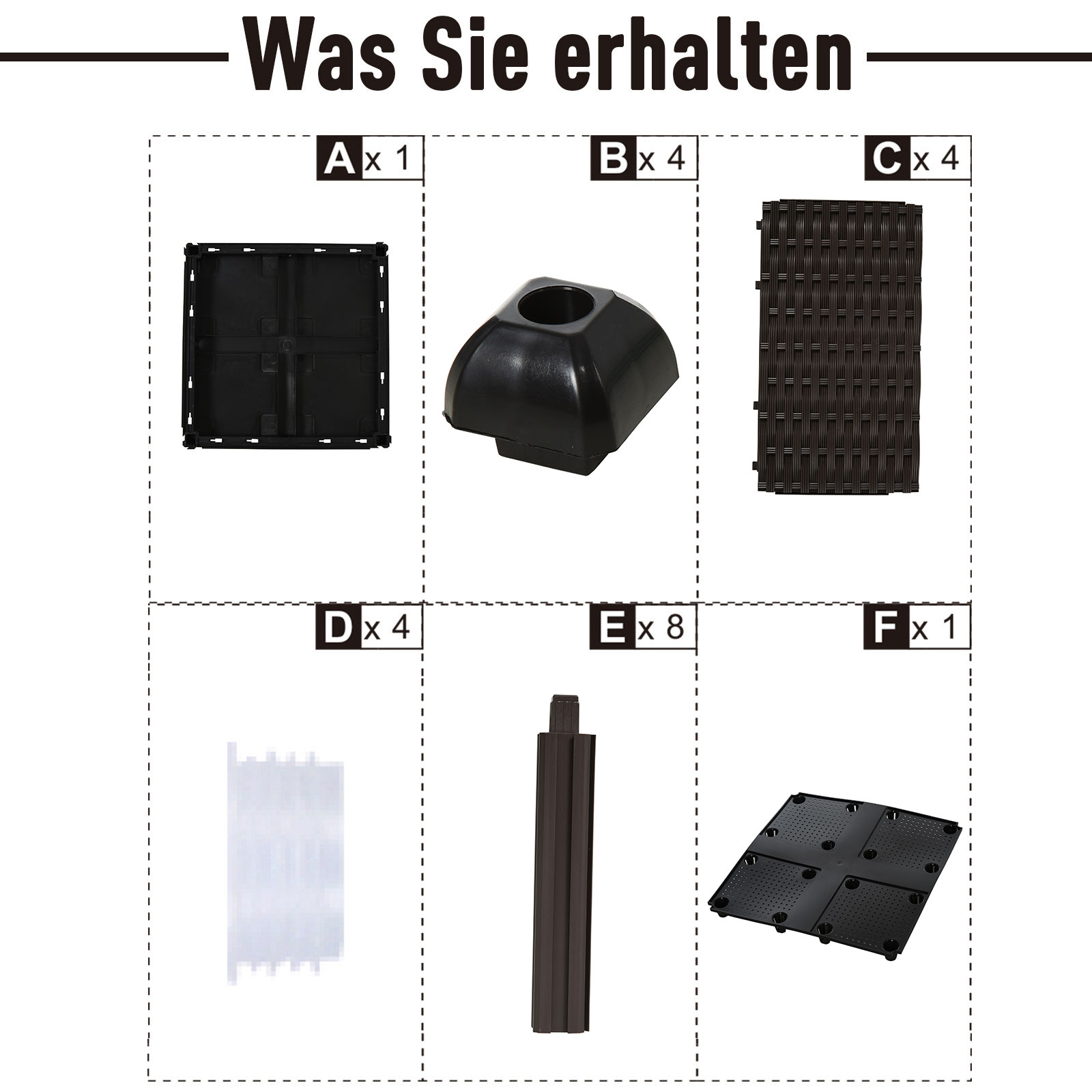 Hochbeet, Pflanzkasten mit Abflusslöchern, Blumenkasten im Rattan-Look, Kunststoff, Braun, 40 x 40 x 44 cm