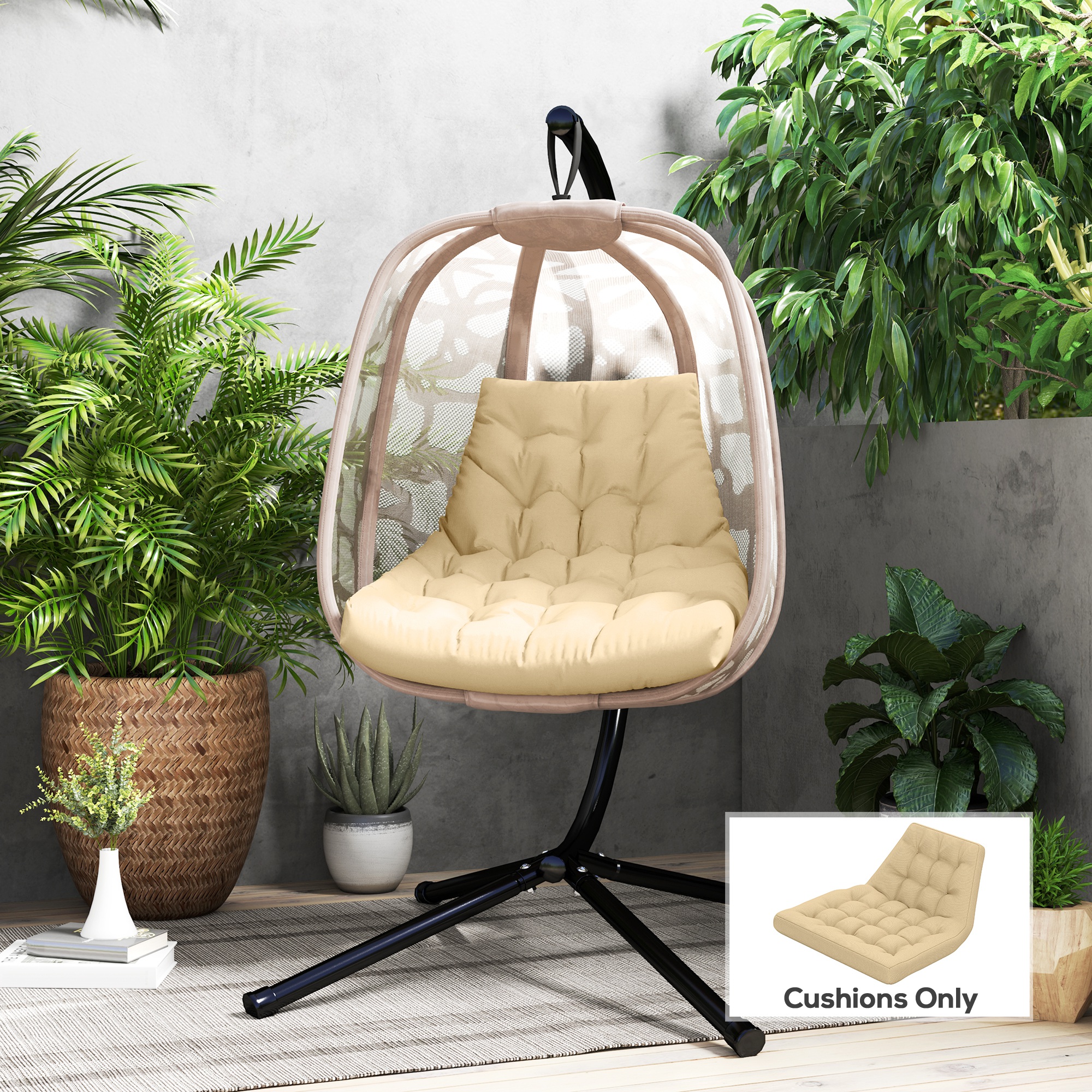 Sitzkissen, Außensitzkissen für Hängekorb und Schaukelstühle, Outdoor-Polsterkissen, Beige