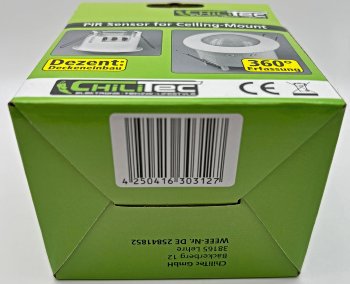 Decken-Einbau-Bewegungsmelder 360°, PIR, LED geeignet, 6m Detektion, weiß