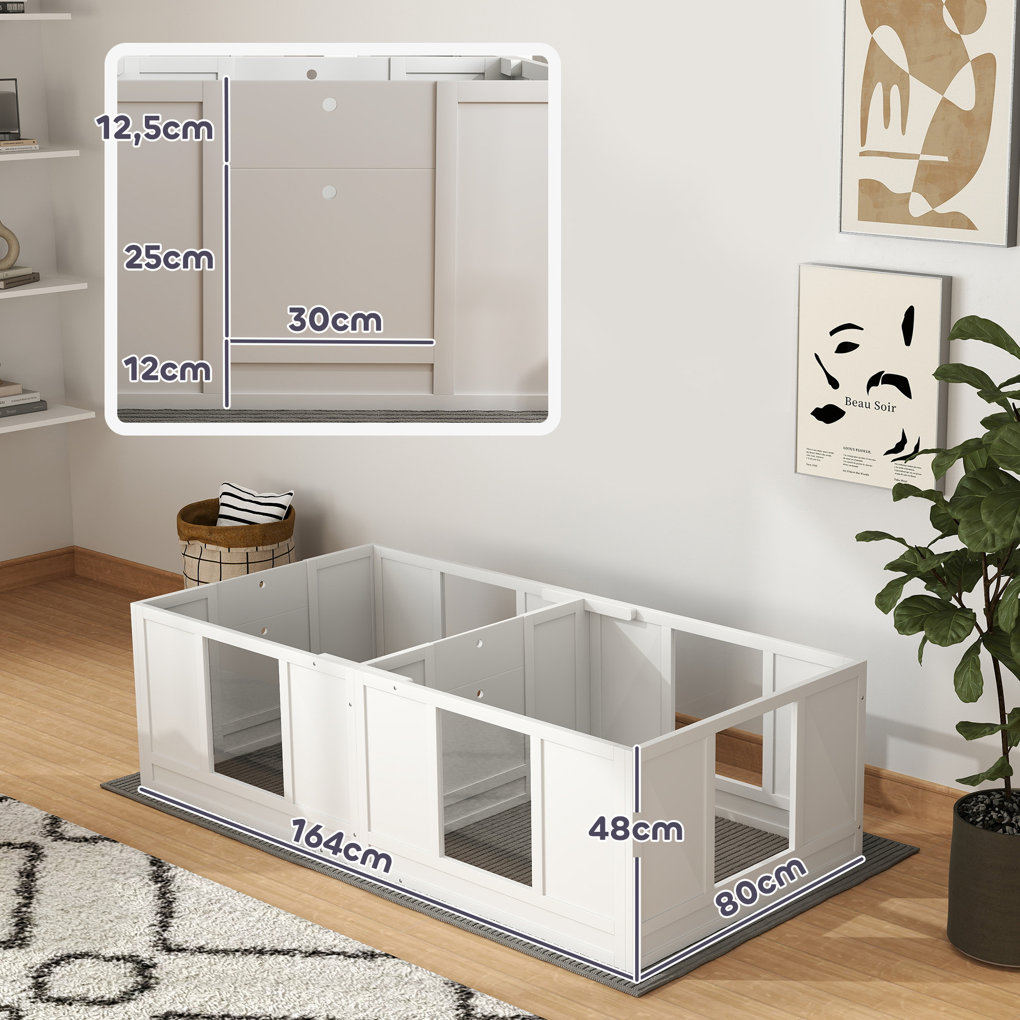 Welpenbox für Hunde, mit  klaren Paneelen, 2-Raum-Design, für kleine Hunde