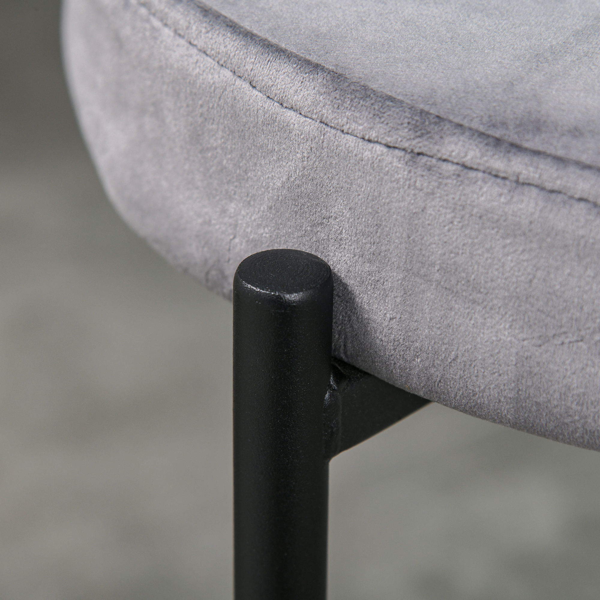 4er-Set Esszimmerhocker Stapelbar Esszimmerstühle Küchenstuhl mit gepolstertem Sitz, Samtoptik Sitzhocker Samt für Küche Esszimmer Metall Grau 41,5 x 41,5 x 46 cm