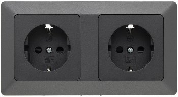 MILOS Set 2 Steckdosen + 2-fach Rahmen, 250V~/ 16A, Steckanschluss, Anthrazit