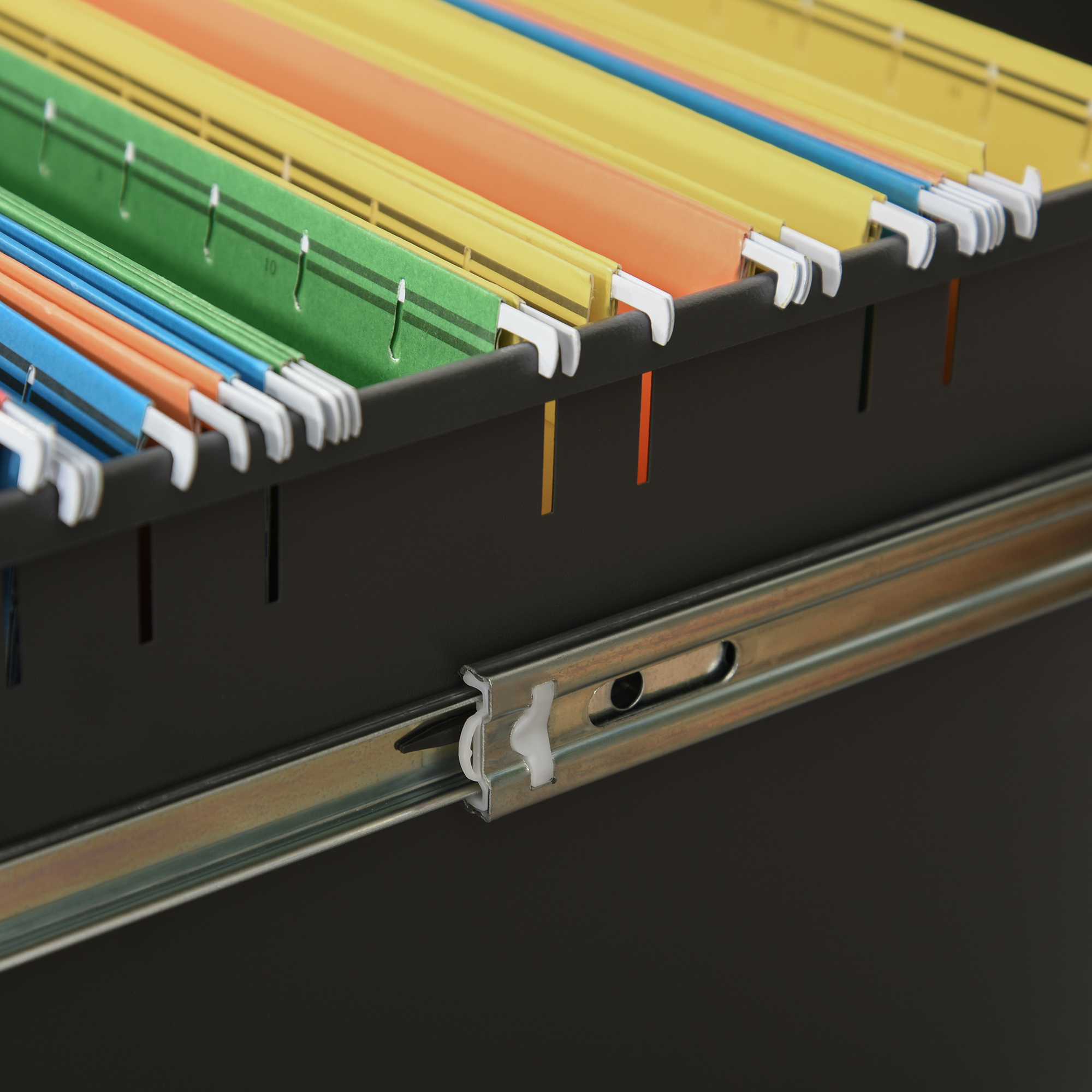 Rollcontainer mit 3 Schubladen mobiler Aktenschrank mit Rollen abschließbar Büroschrank mit konkavem Griff, Schubladenschrank für Büro, Homeoffice, 39 x 48 x 60 cm, Weiß