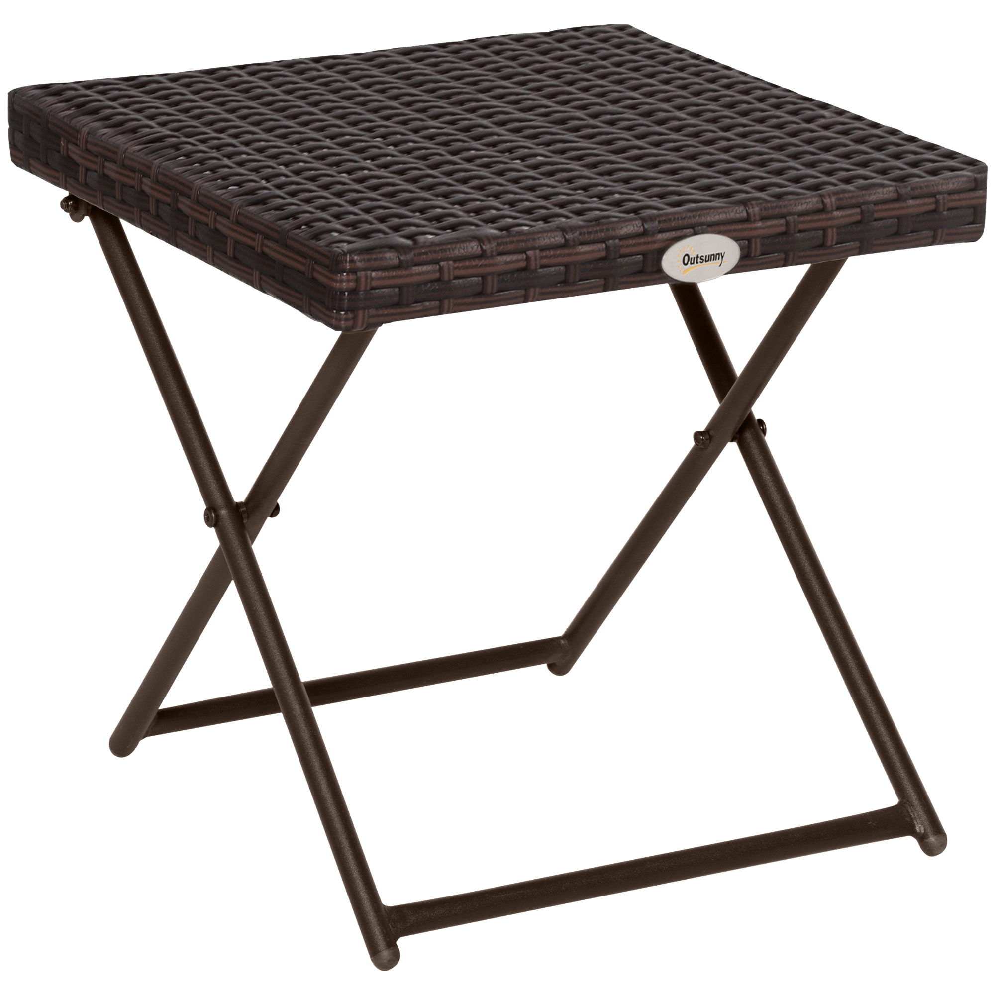 Beistelltisch aus Polyrattan klappbar Kaffeetisch Couchtisch Tablett Balkontisch Gartentisch Sofatisch Teetisch Gartenmöbel Rattantisch für Garten Terrasse Balkon, 40x40x40cm Braun