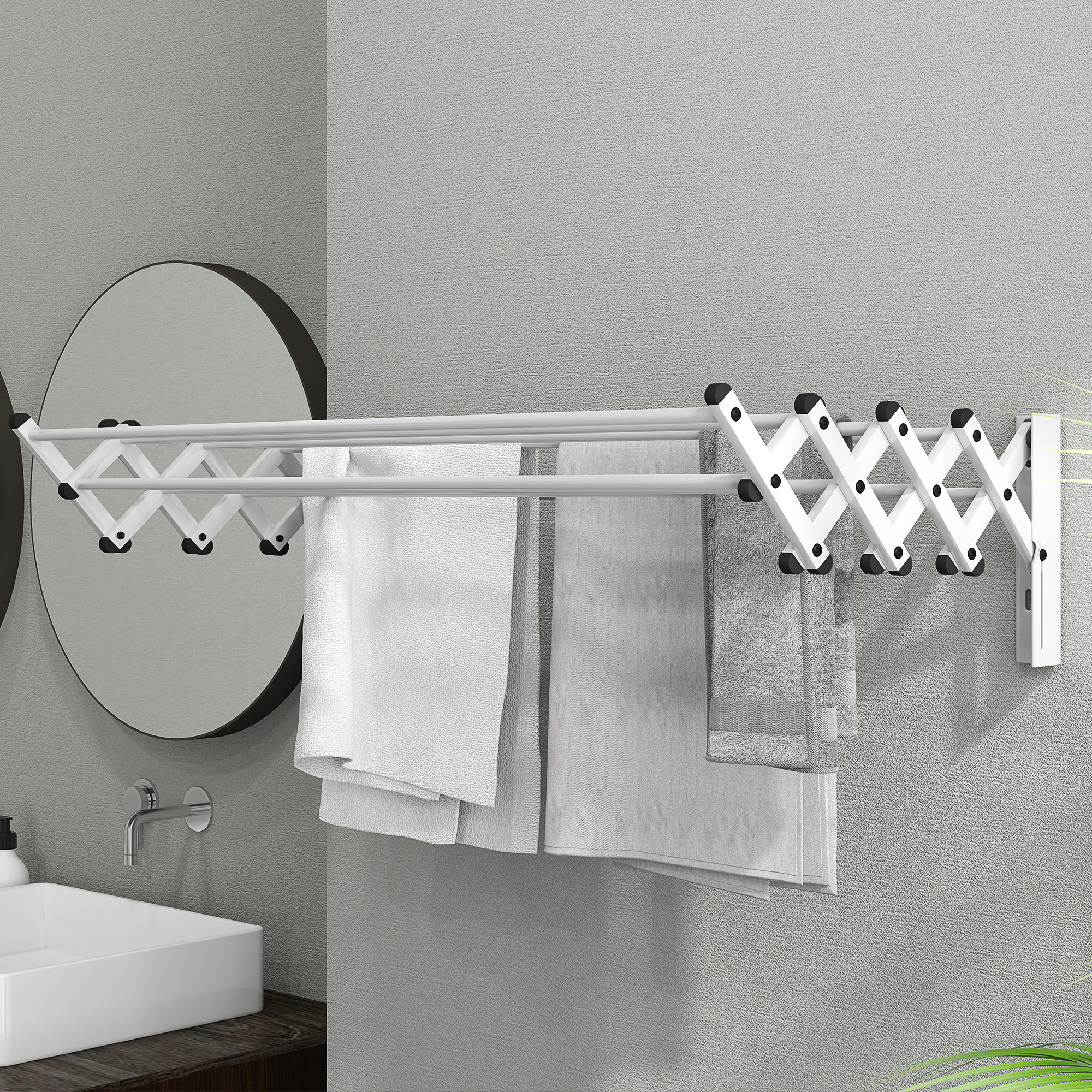 Handtuchhalter, Aluminium, verstellbar, für Innen- und Außenbereich, Silber