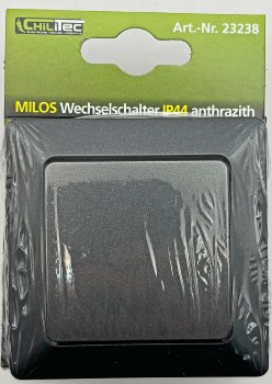 MILOS Wechsel-Schalter IP44, 250V~/ 10A, inkl. Rahmen, UP, anthrazit