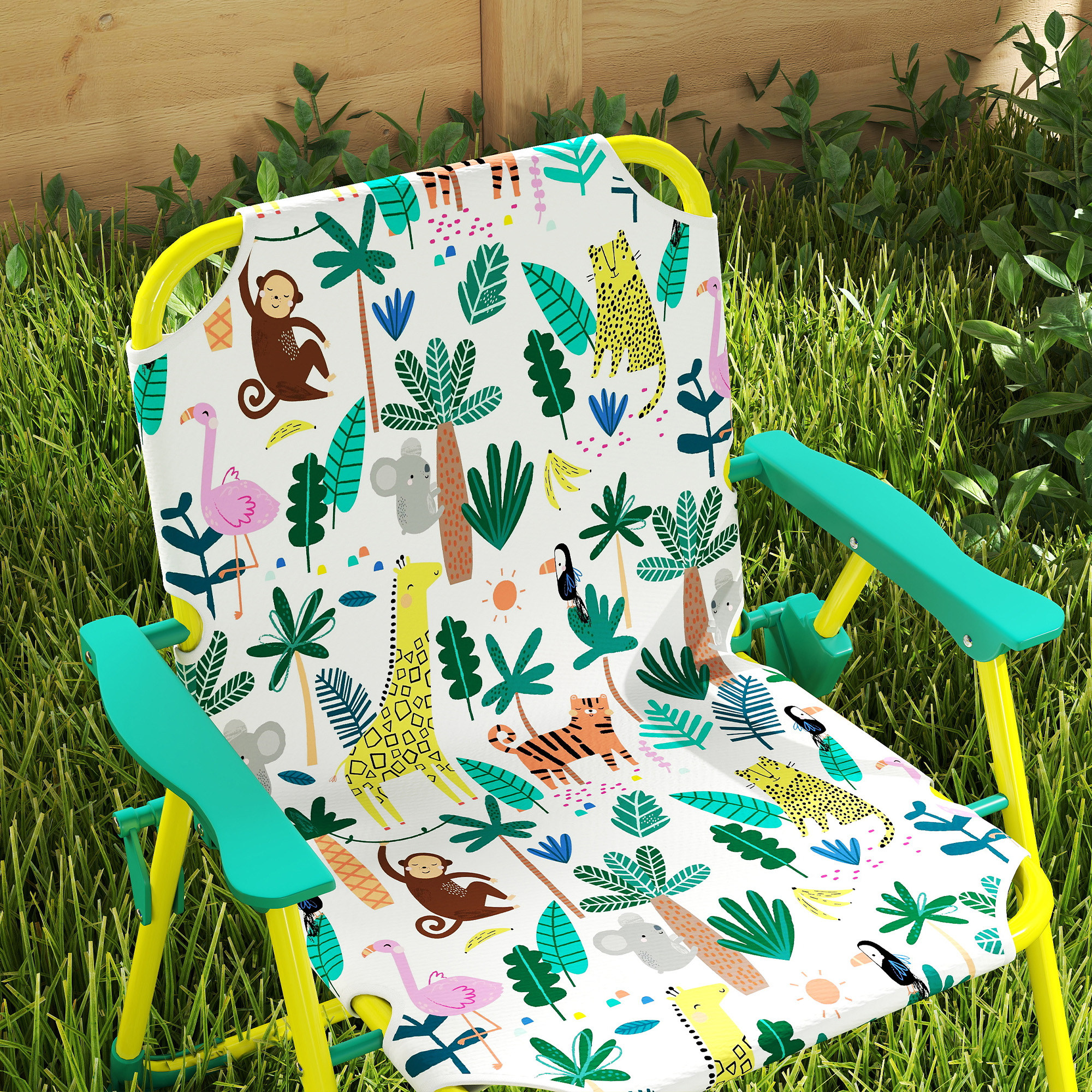 Kindersitzgruppe, 4 teilige Kindersitzgarnitur mit abnehmbarem Sonnenschirm, Kindertisch mit 2 Klappstühlen, Grün