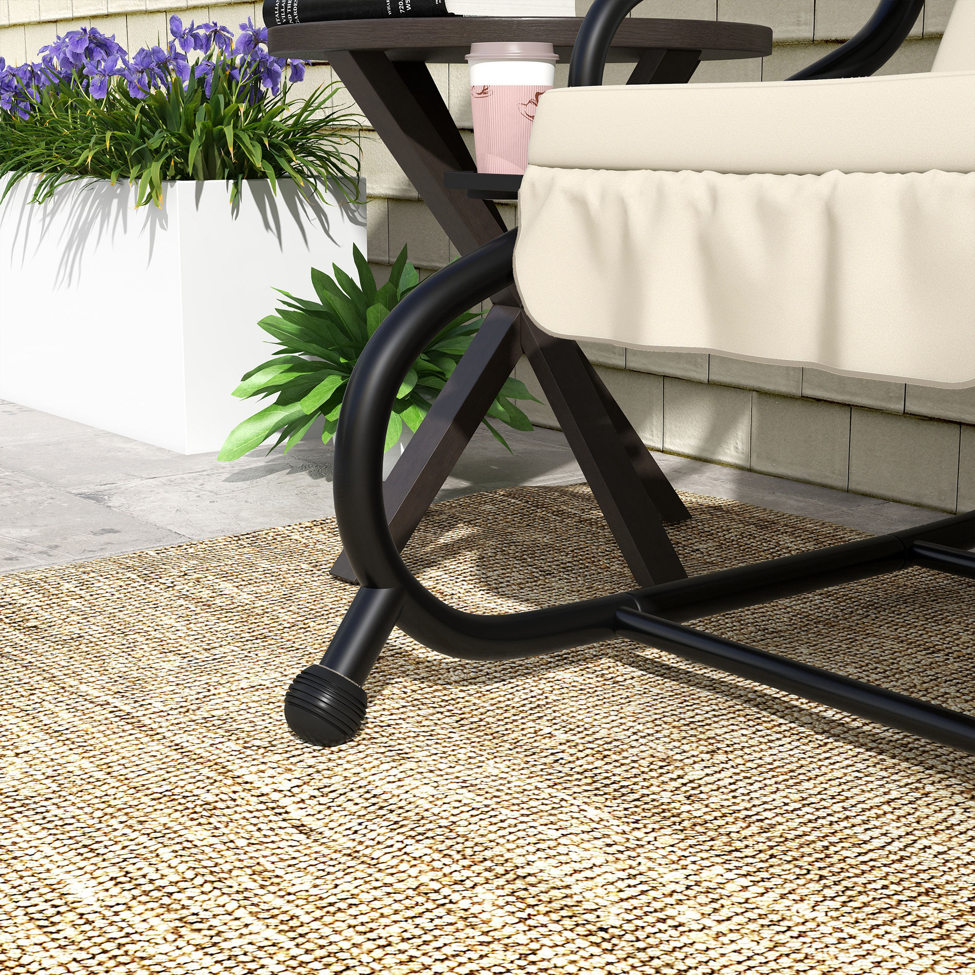 2-in-1 Hollywoodschaukel mit Liegefunktion, verstellbares Dach, bis 340 kg, Stahl, 200x120x164 cm, Cremeweiß