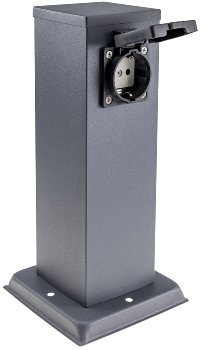 Steckdosensäule 2-fach, IP44, Anthrazit, 250V~/ 16A, 13x13x27cm