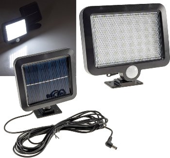 LED Solar Wandleuchte m. Bewegungsmelder, 300lm, 6000K, Akku, externe Solarzelle
