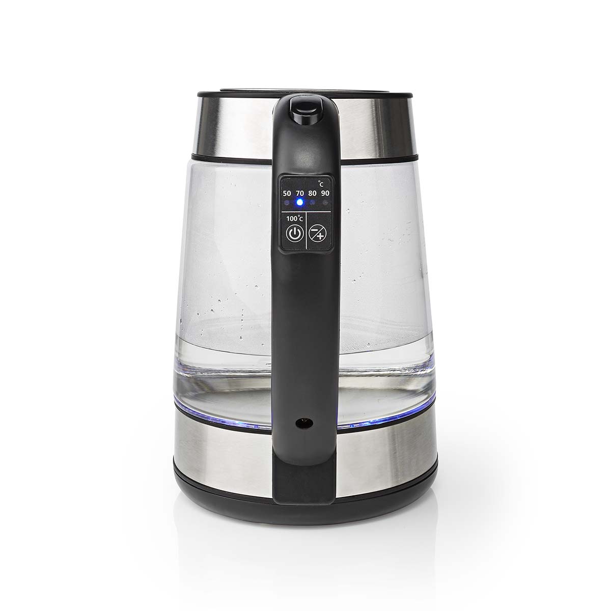 Wasserkocher | 1.7 l | Glas | Transparent | 60,70,80,90,100 °C | Temperaturanzeige | Um 360 Grad drehbar | Verdecktes Heizelement | Strix Controller | Boil-dry protection