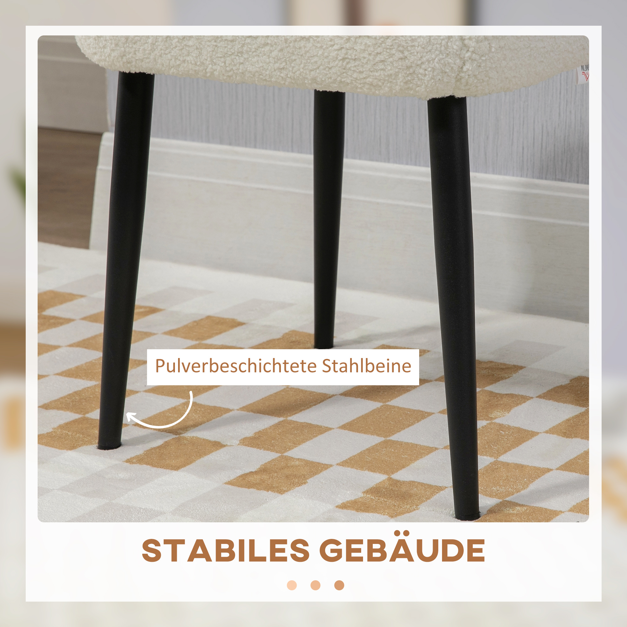 Hocker, Sitzhocker, Kaschmir-Optik, Fußhocker, Creme-Weiß