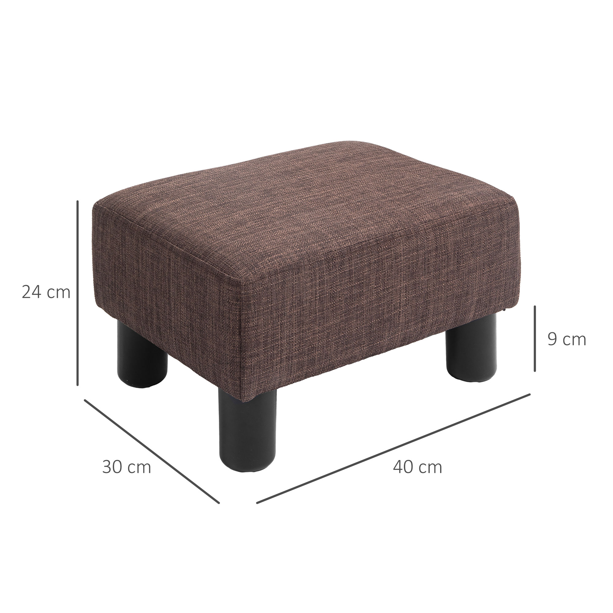 Hocker mit Stoffbezug in Leinenoptik, bis 110 kg, braun, 40 x 30 x 24cm