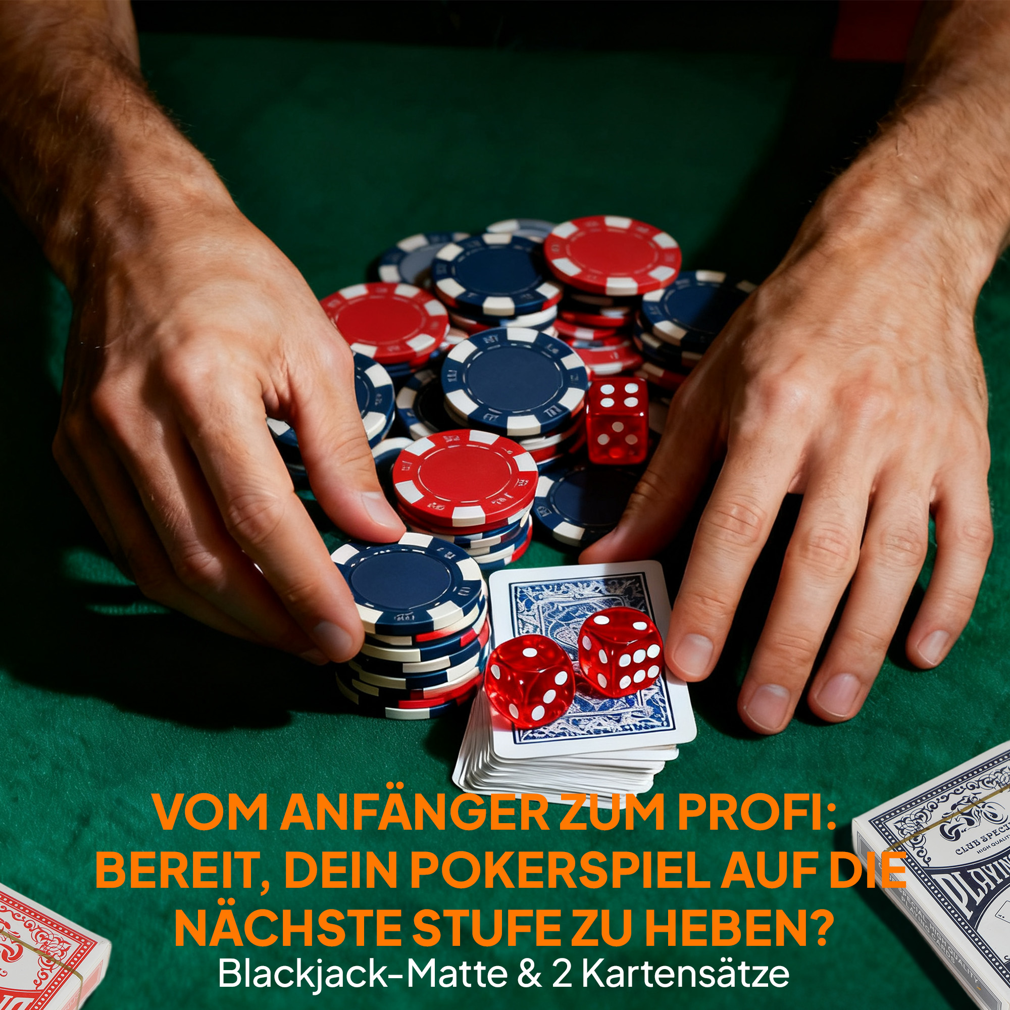 Pokerchips-Set in Koffer, mit Würfeln, Dealer-Button, 2 Kartendecks, Silberfarben