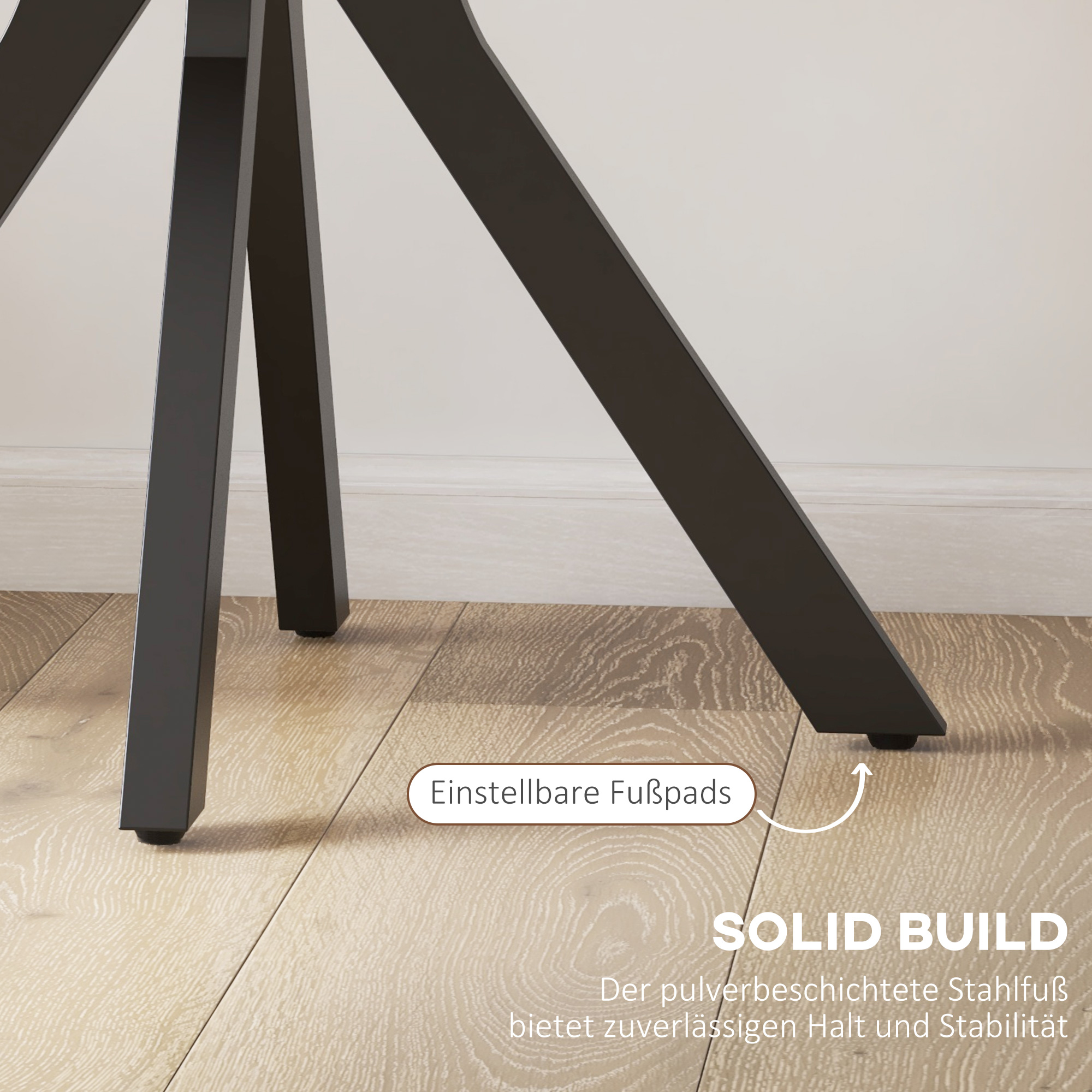 Esstisch Küchentisch Runder Tisch, Modernes Design, 78 cm x 78 cm x 75 cm, Schwarz